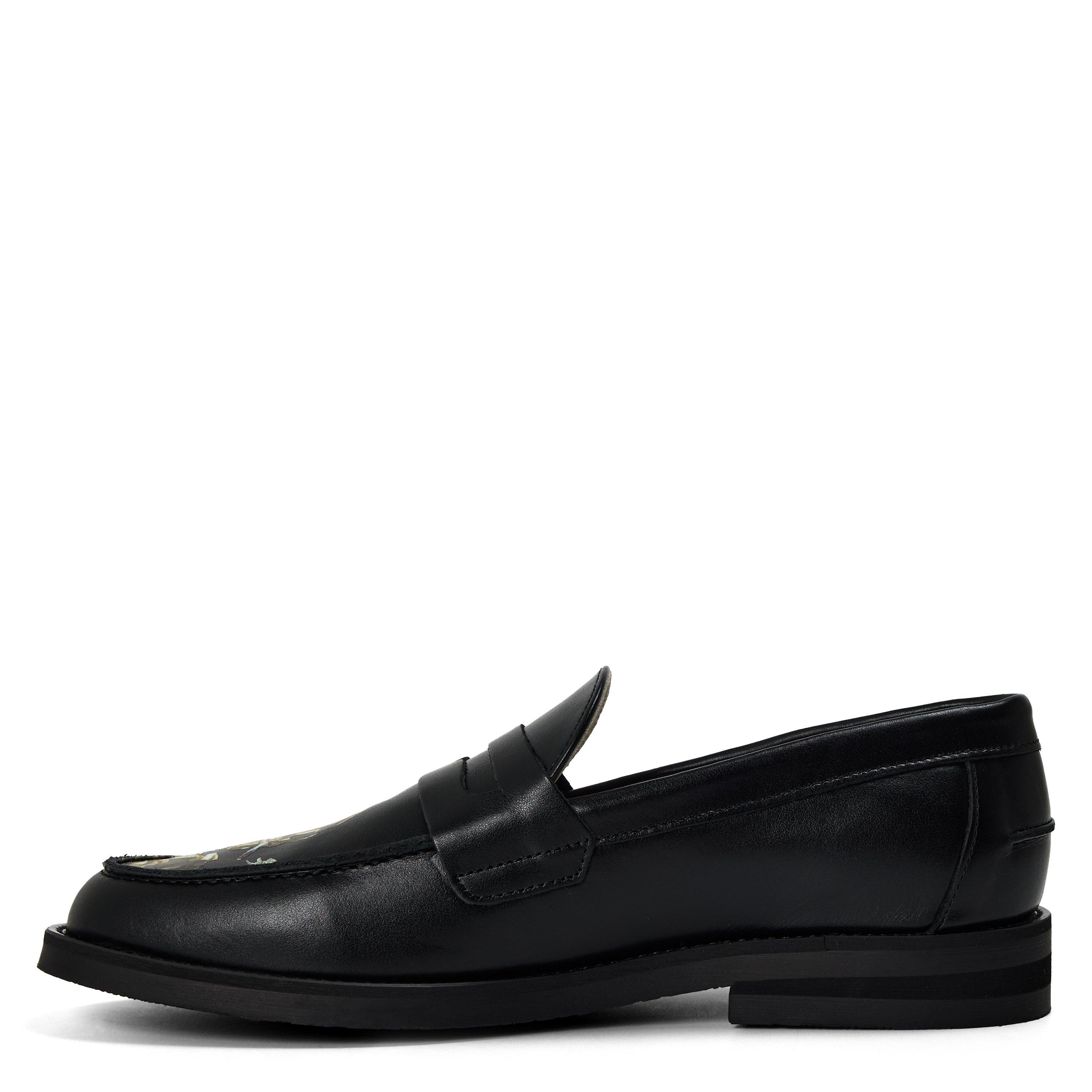 Black - Duke and Dexter - Men's Skull Penny Loafers - 2