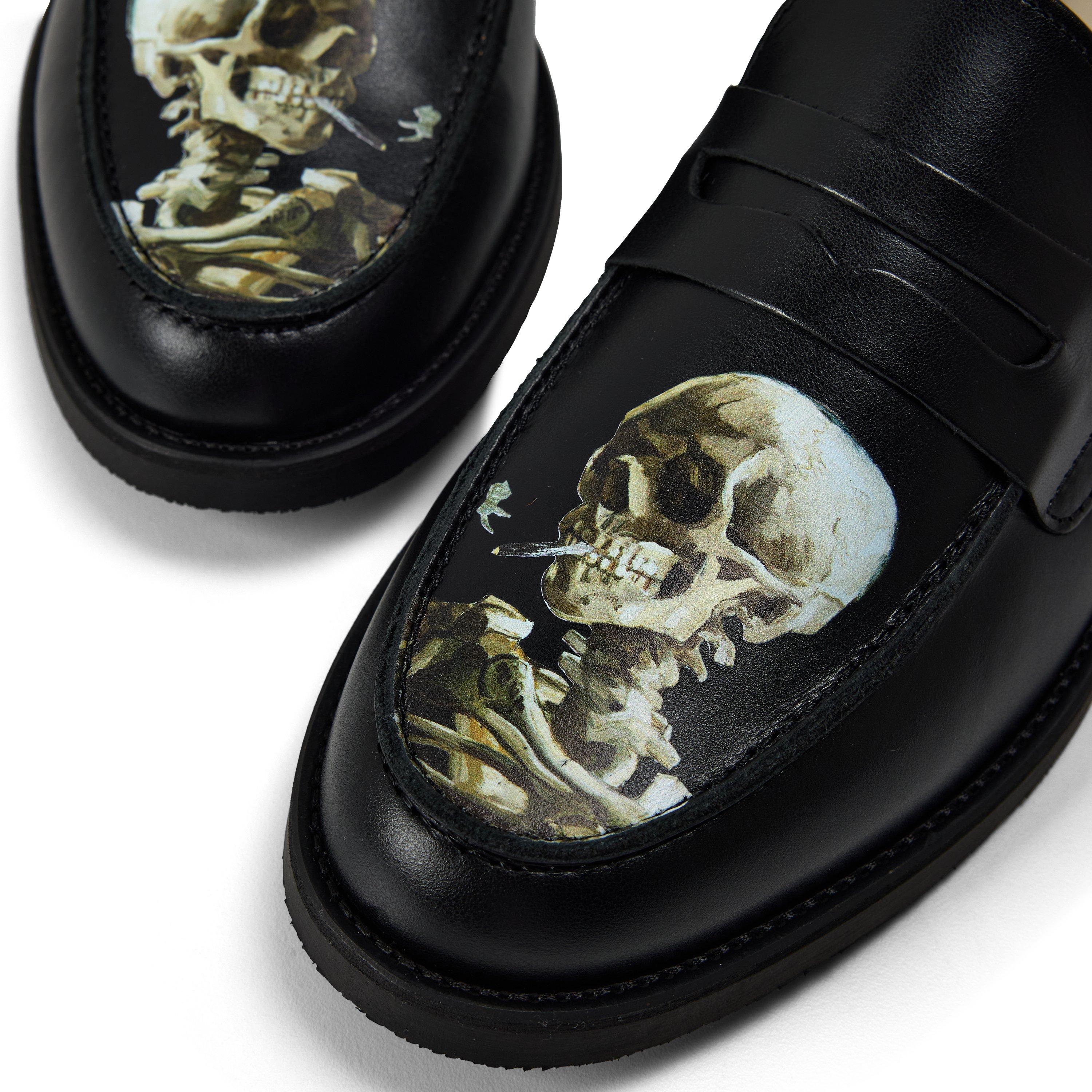Black - Duke and Dexter - Men's Skull Penny Loafers - 3