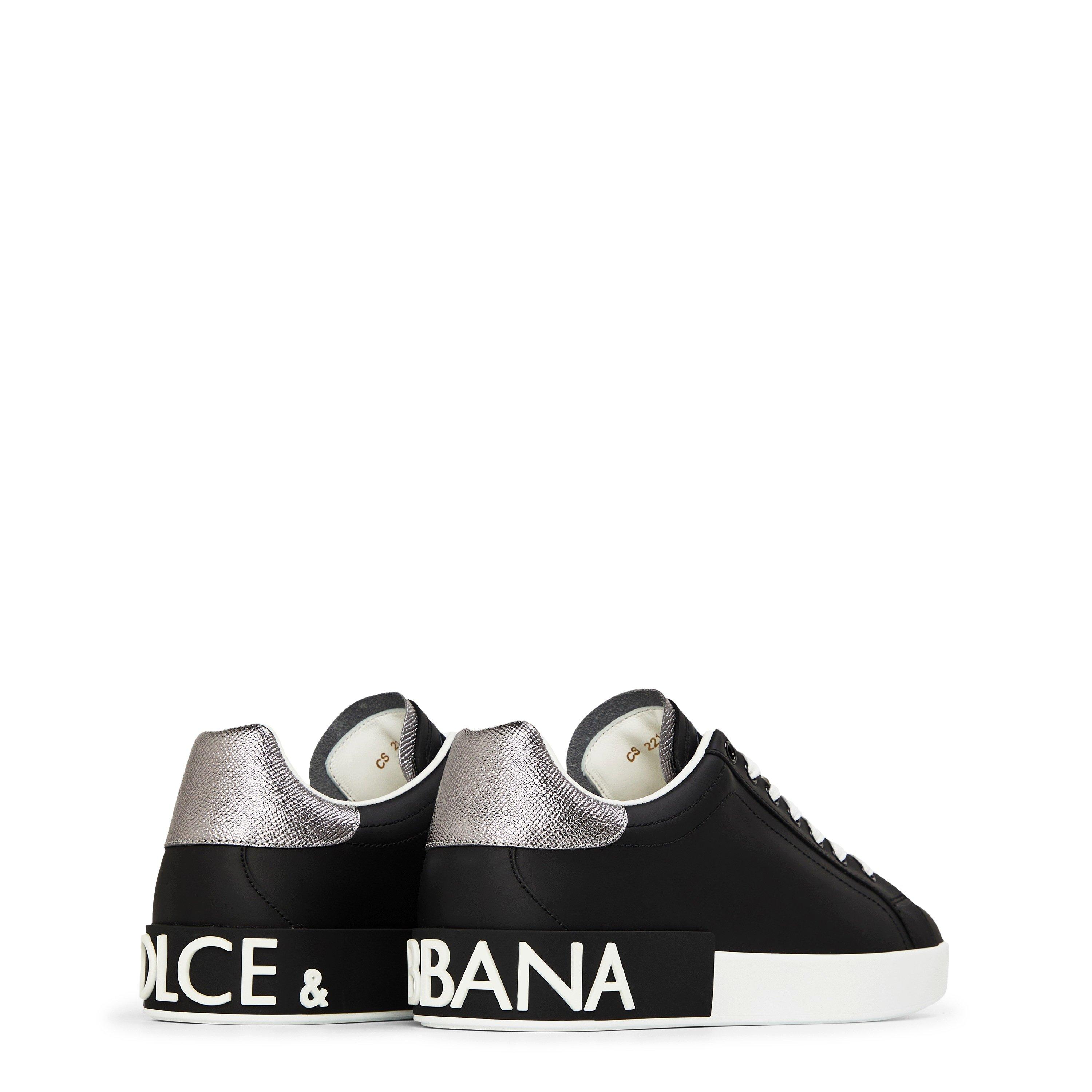 Nero/Argento - Dolce and Gabbana - Men's Logo Portofino Leather Low-Top Trainers - 5