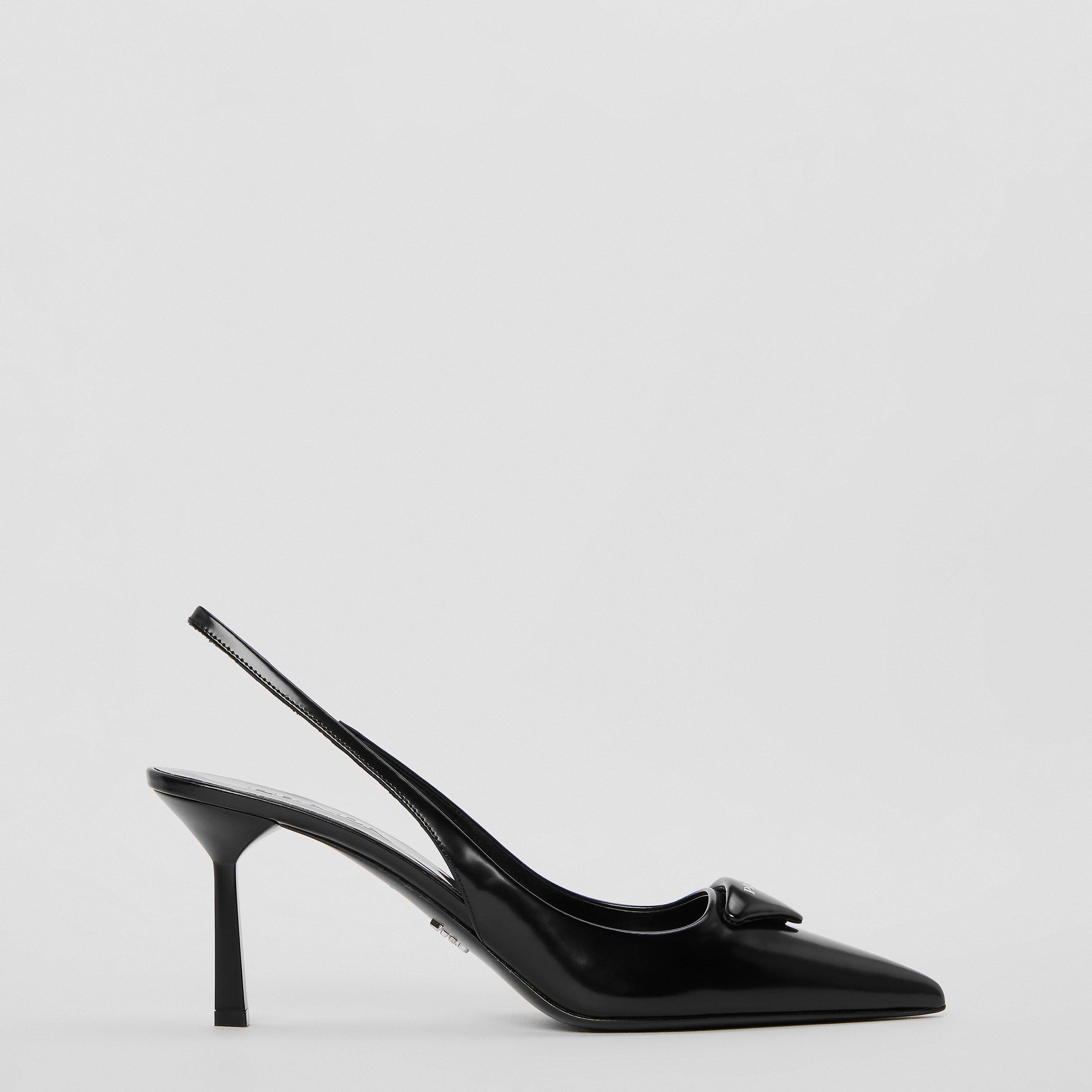 Prada Saffiano Patent Leather Slingback Pumps - Black Leather - Size 6 (39)