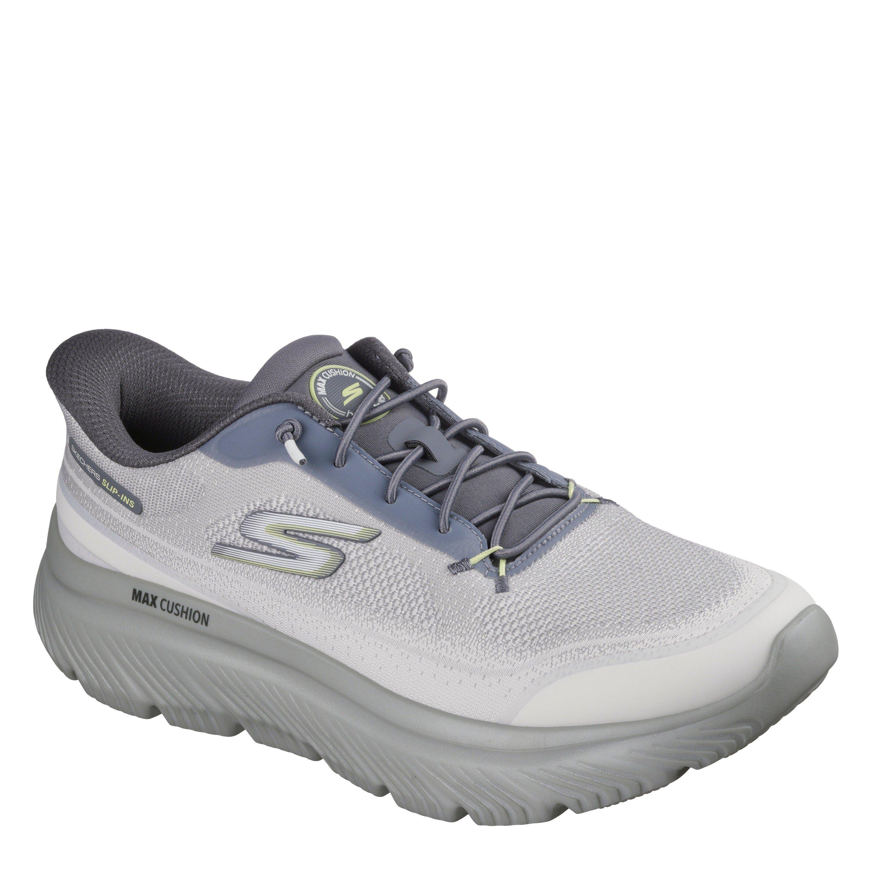 Charcoal/Lime - Skechers - Go Walk Max Cushioning Hyper Slip On Trainers Mens - 3