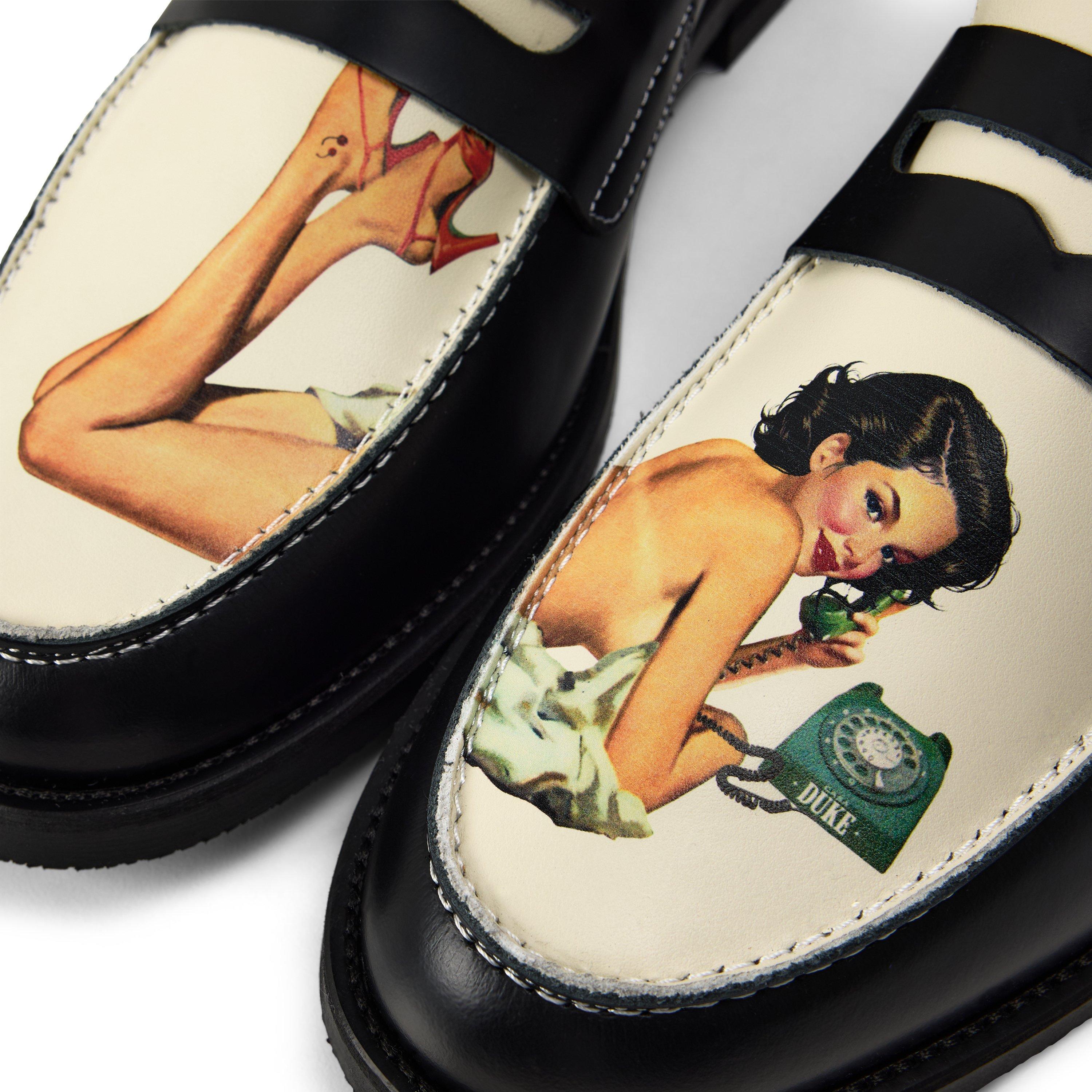 Black/White - Duke and Dexter - Men's Pin Up Penny Loafers - 3