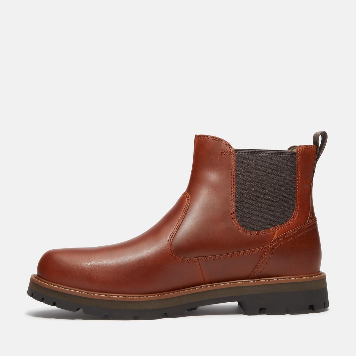 Mid Brown - Timberland - Men's Britton Road Elastic Side Panel Chelsea Boots - 1