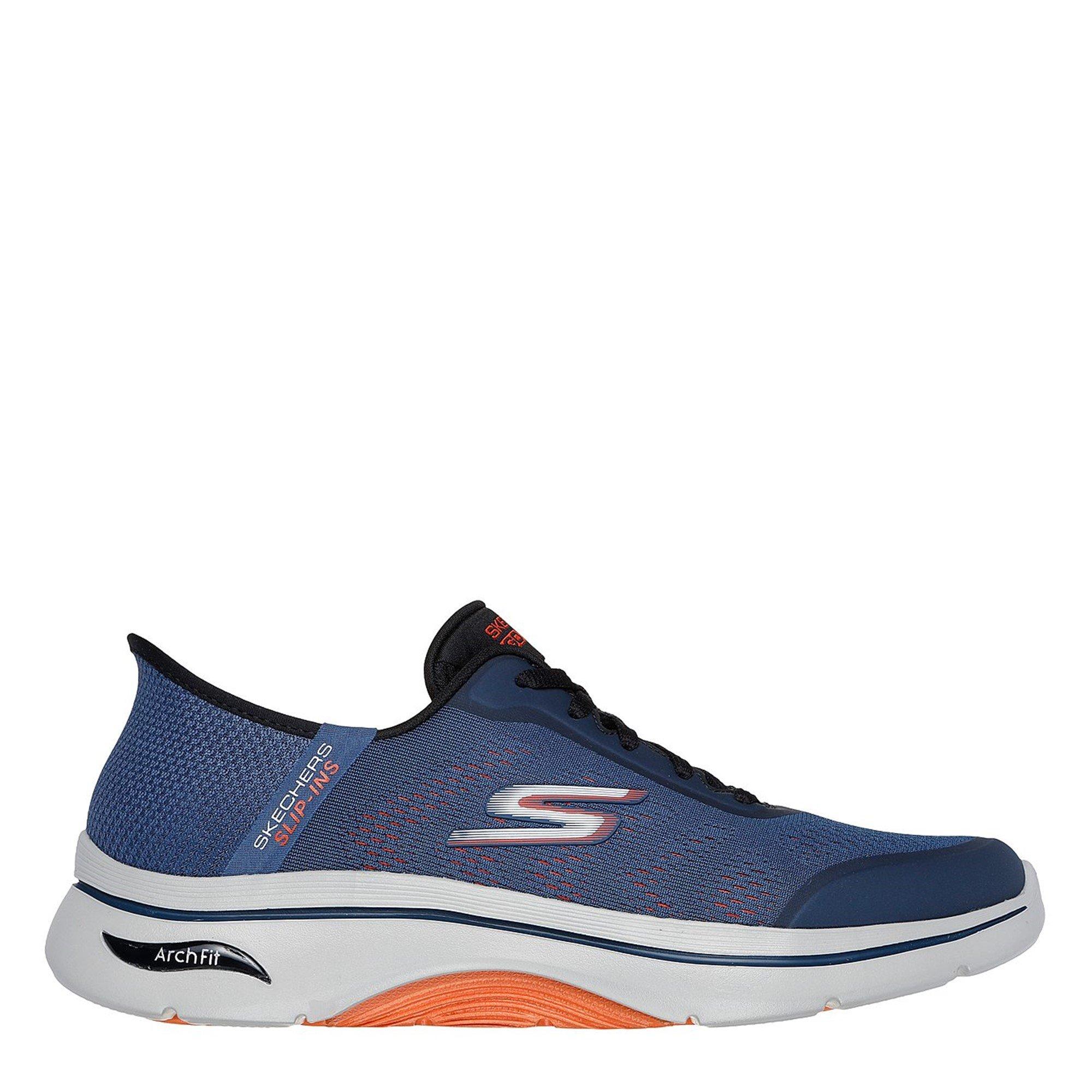 Navy/Orange - Skechers - Go Walk Arch Fit Slip On Runners - 3
