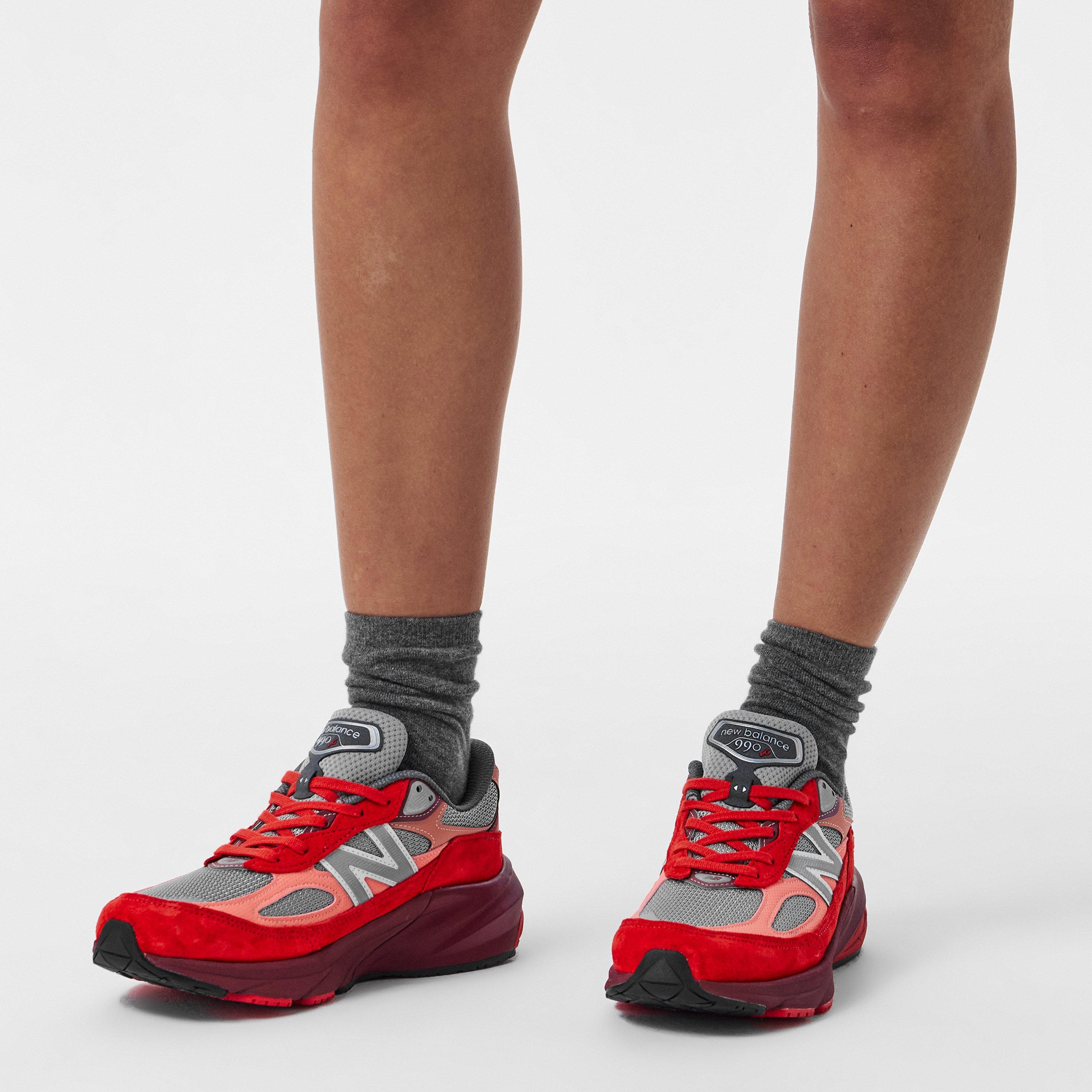 Red Grey - New Balance - Women's Heritage Low-Top Trainers - 3