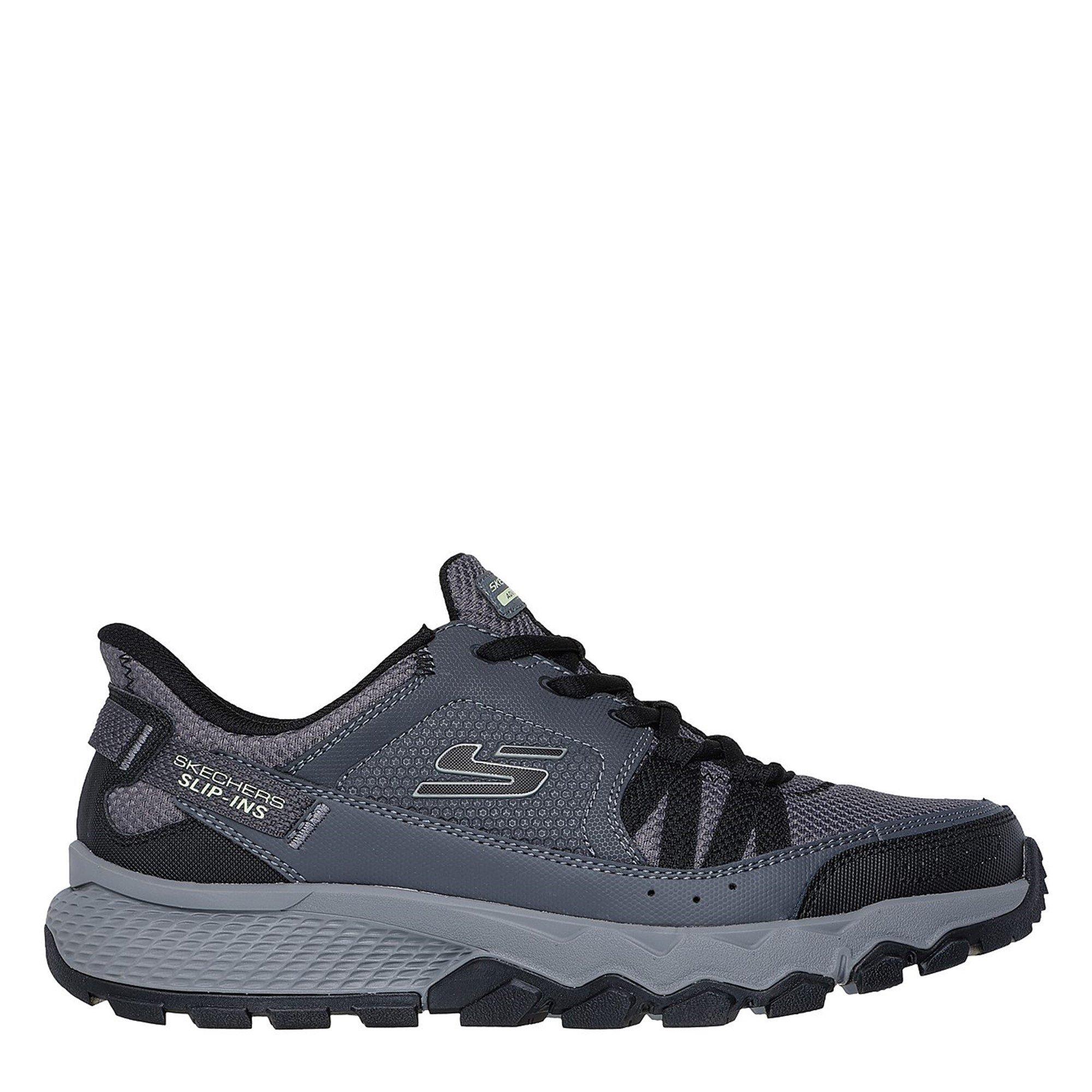 Charcoal/Black - Skechers - Slip-Ins Leather Overlay Lace-Up W Slip On Trainers Mens - 3