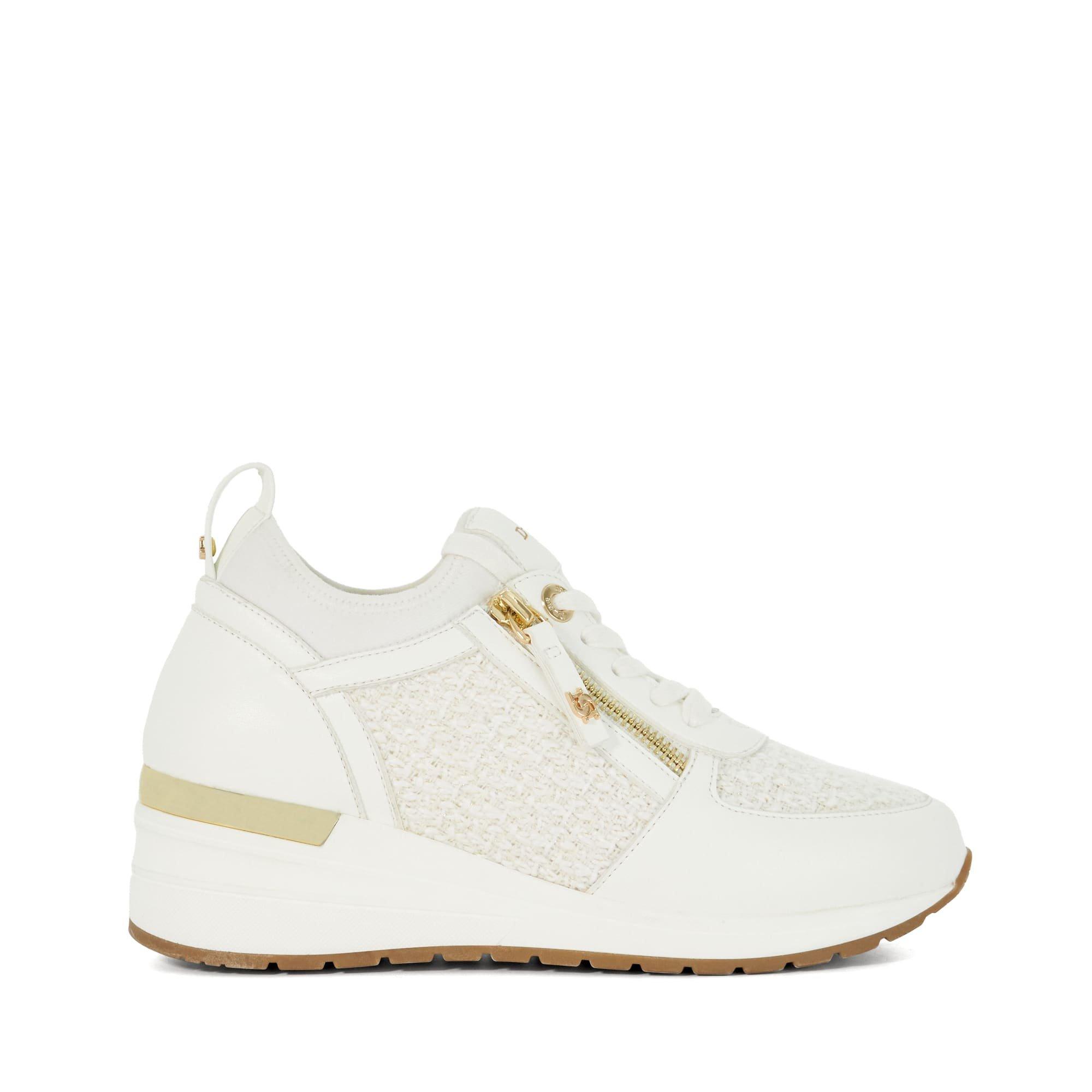 White - Dune London - Women's Eilisia Lace Up Wedge Trainers - 1