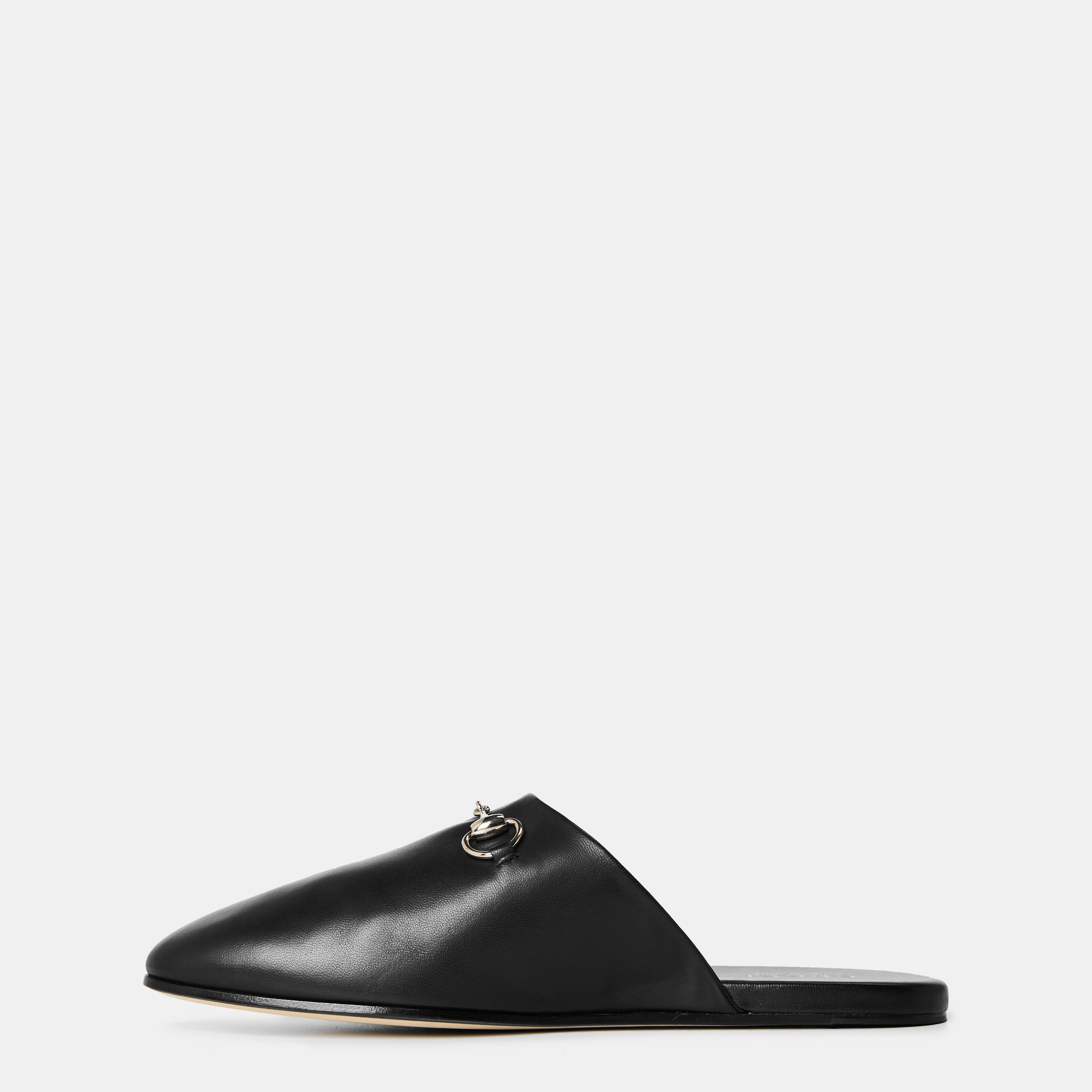 Black - Gucci - Men's Leather Flat Mule - 2