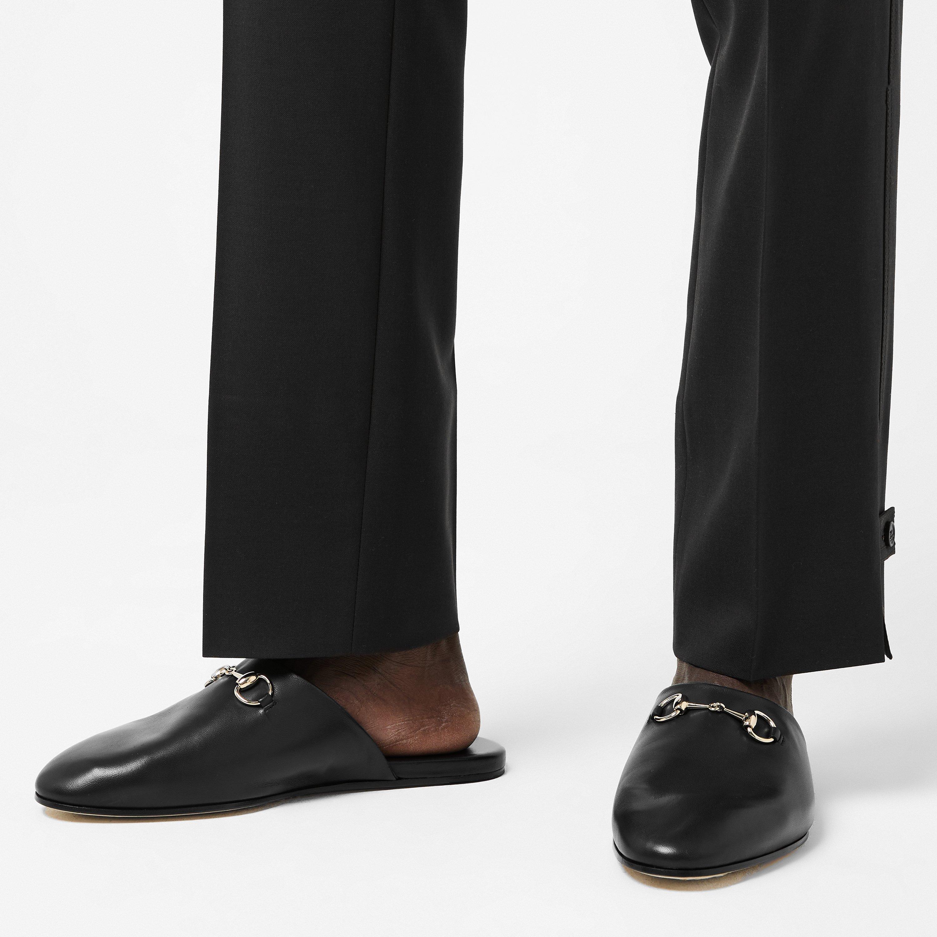 Black - Gucci - Men's Leather Flat Mule - 3