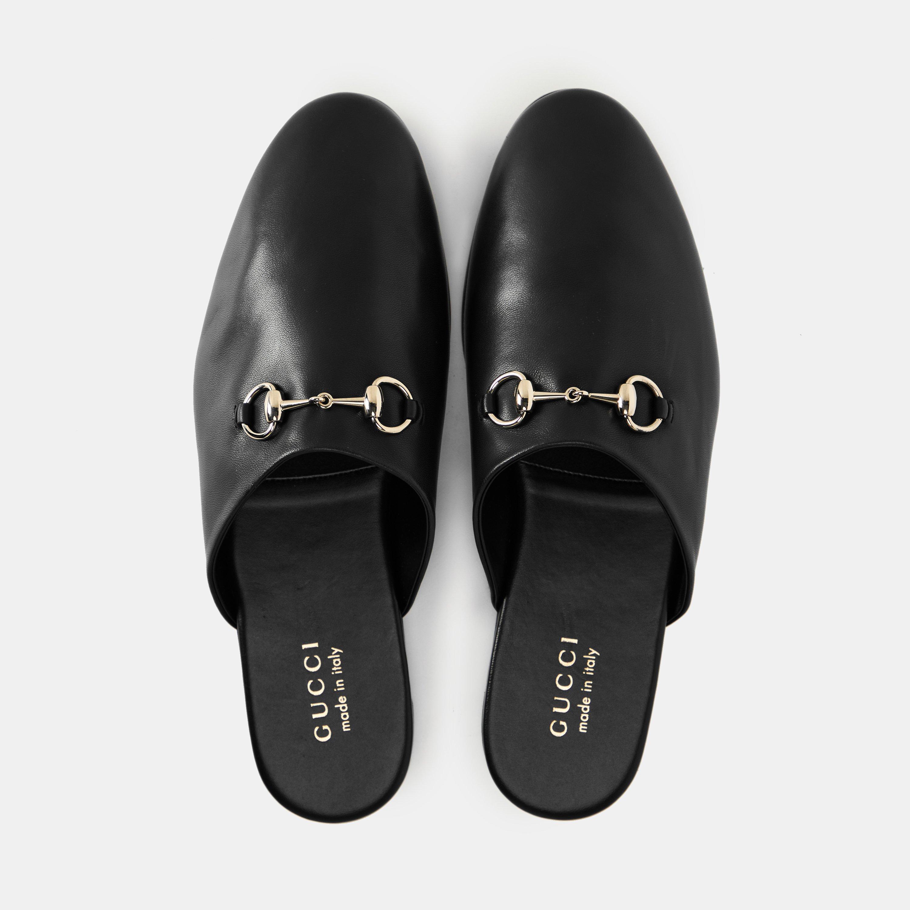 Black - Gucci - Men's Leather Flat Mule - 5
