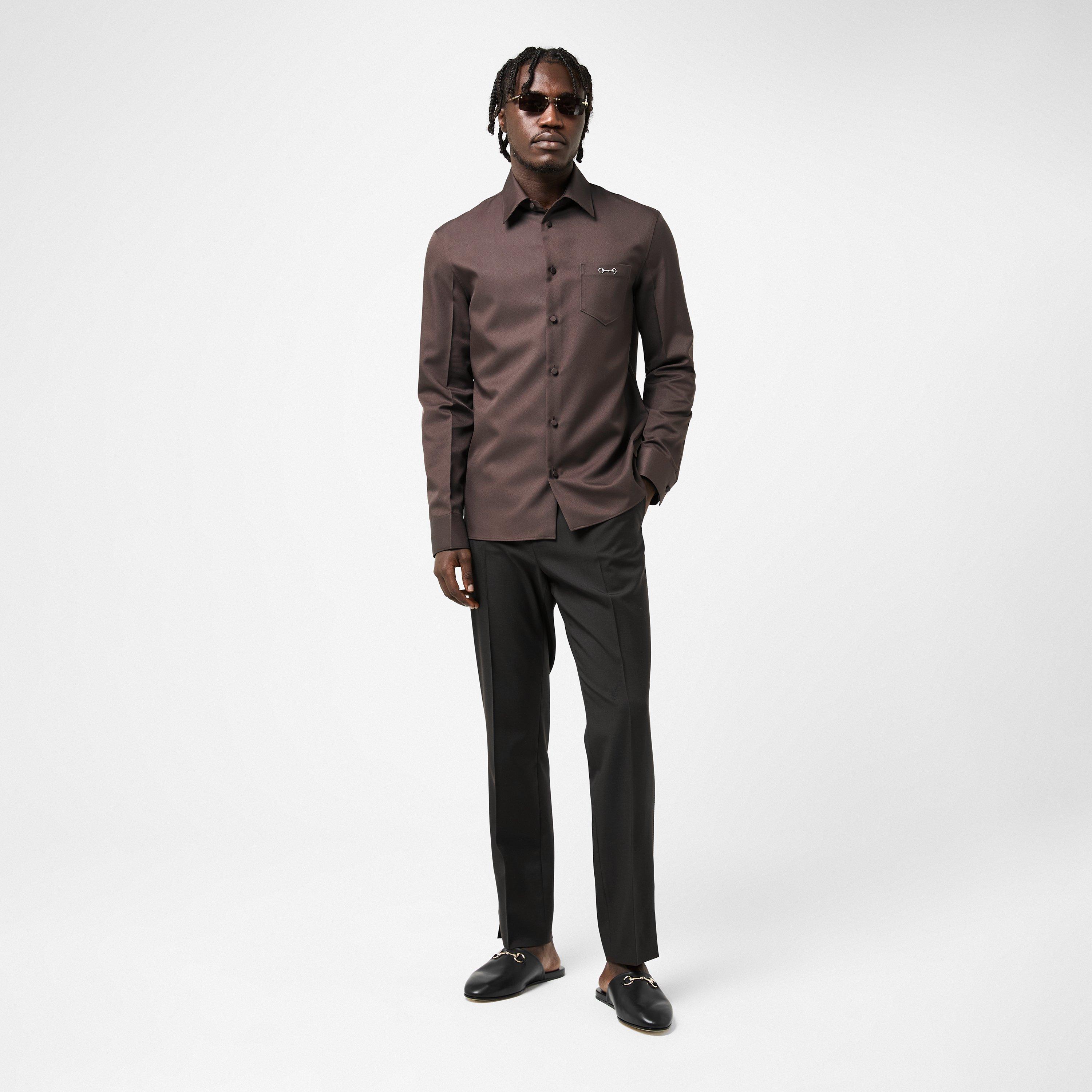 Black - Gucci - Men's Leather Flat Mule - 6