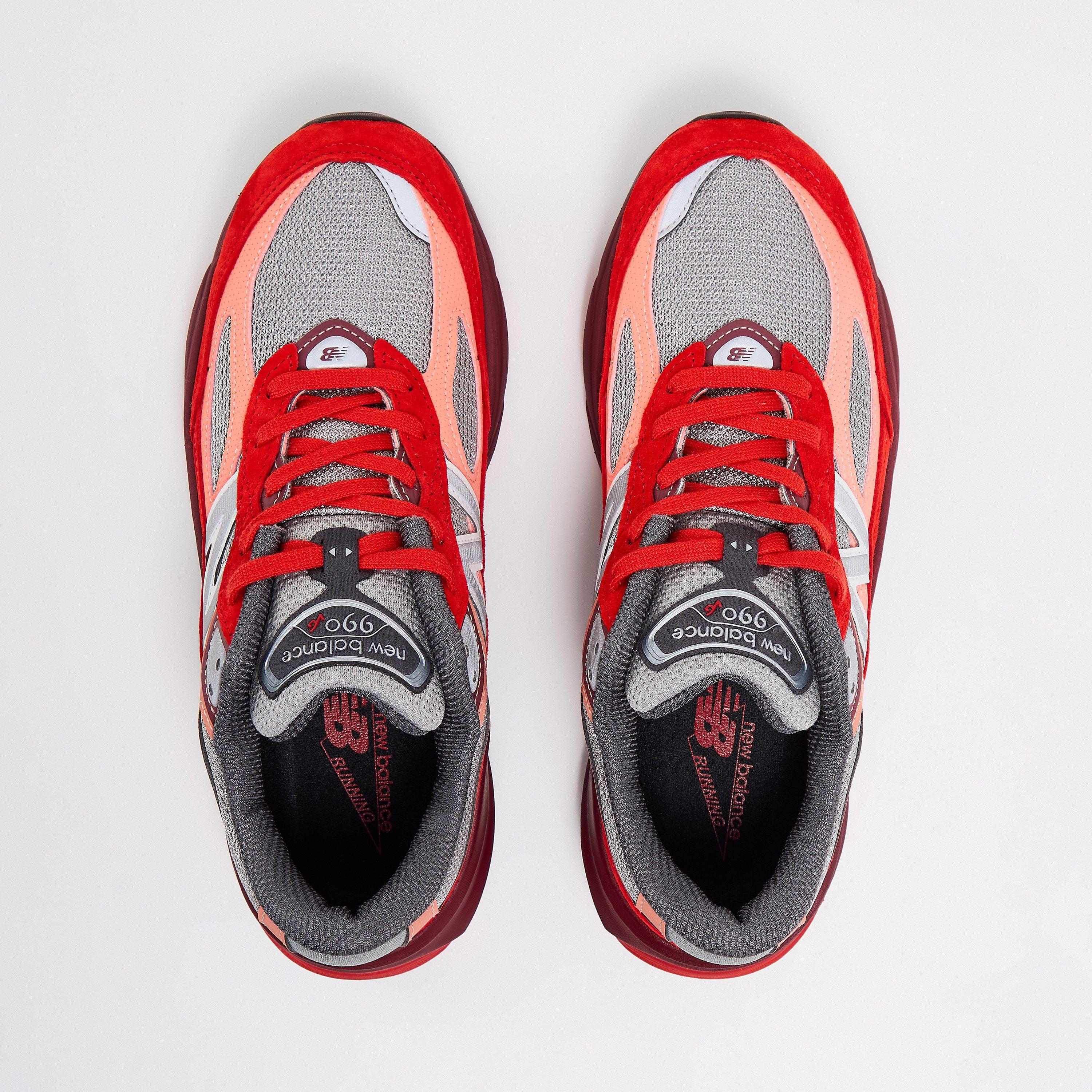 Red Grey - New Balance - Men's Heritage Low-Top Trainers - 5