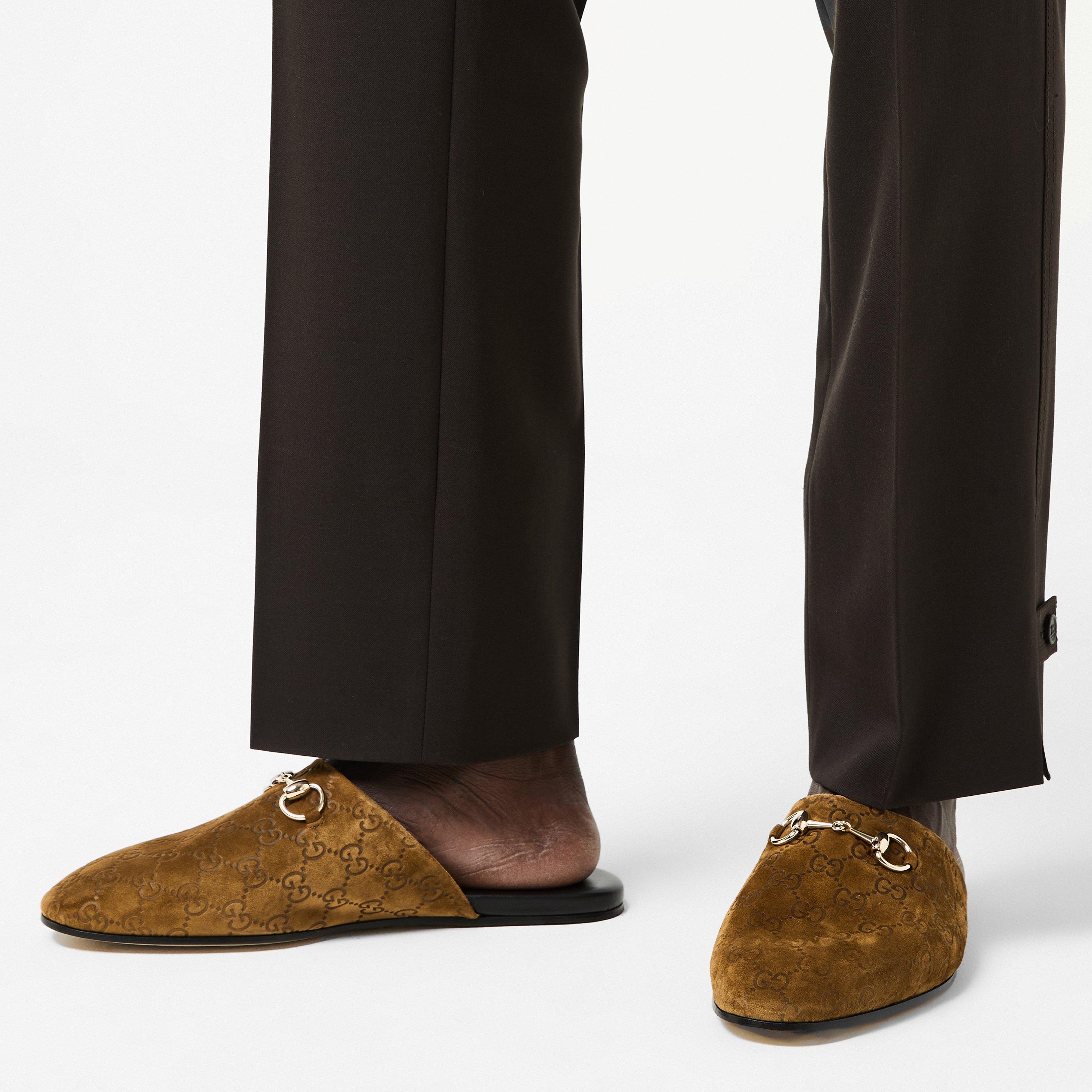 Brown - Gucci - Men's Suede Flat Mule - 3