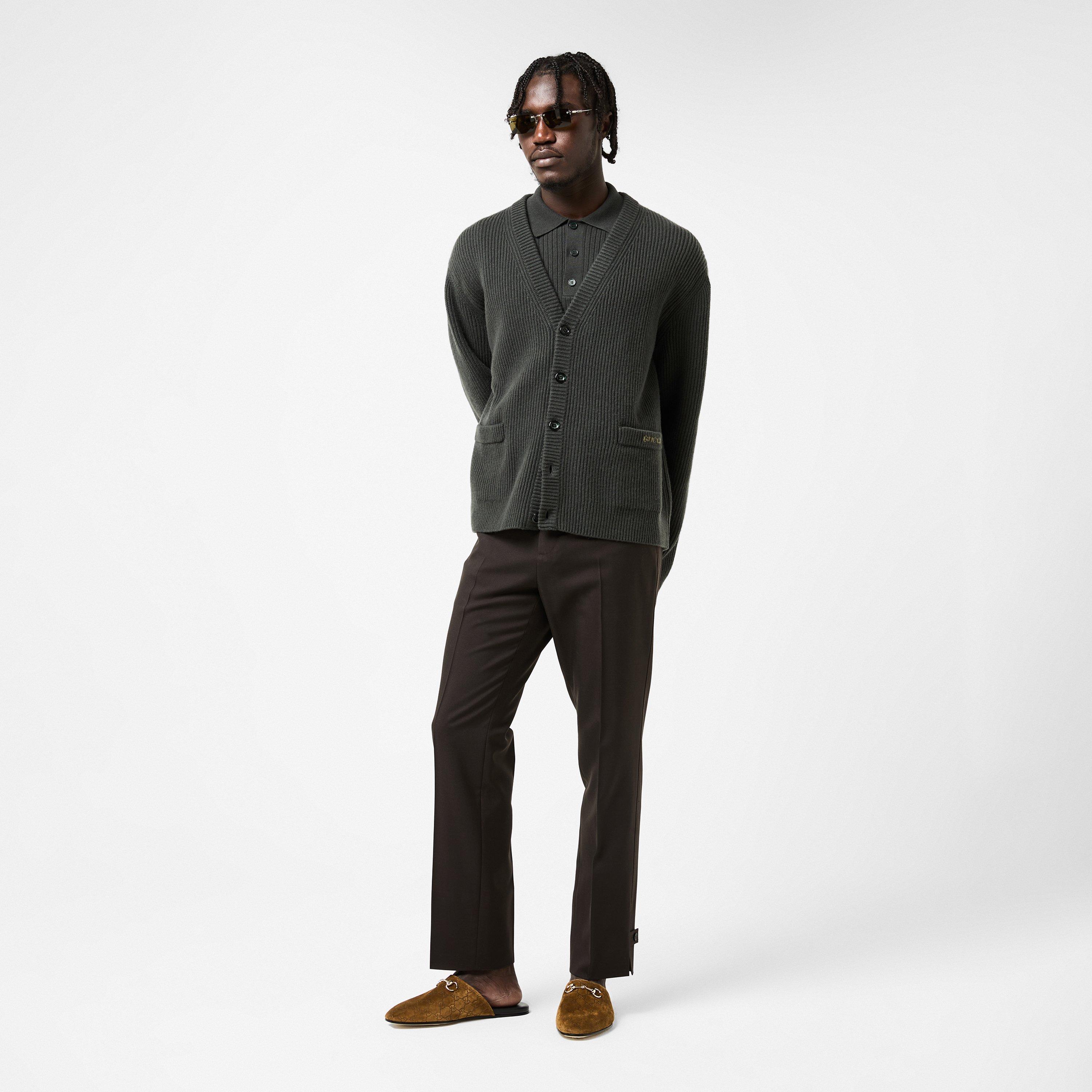 Brown - Gucci - Men's Suede Flat Mule - 6