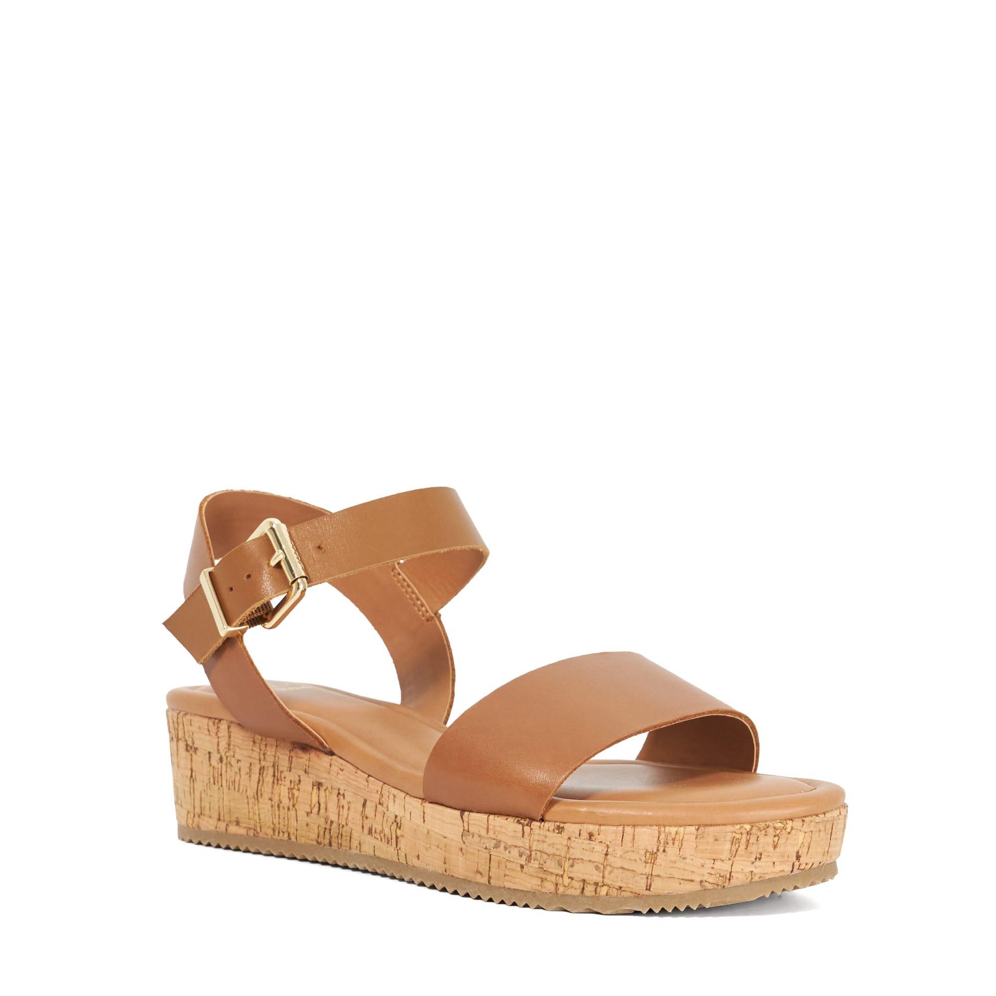 Tan - Dune London - Women's Lazered Leather Flatform Sandals - 2