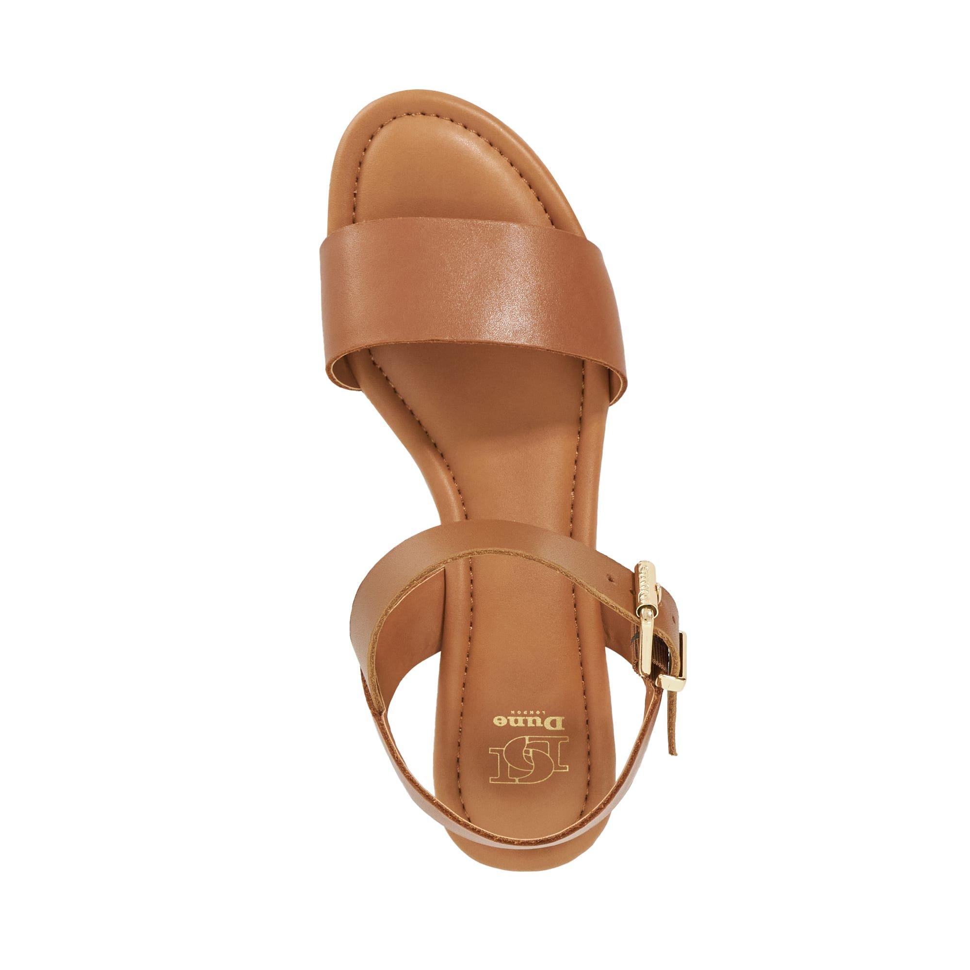 Tan - Dune London - Women's Lazered Leather Flatform Sandals - 4
