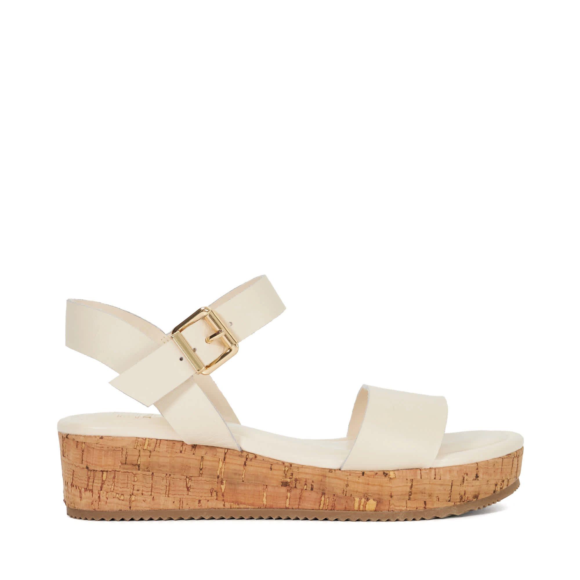 Dune London Women's Lazered Leather Flatform Sandals - Ecru - 6 (39)