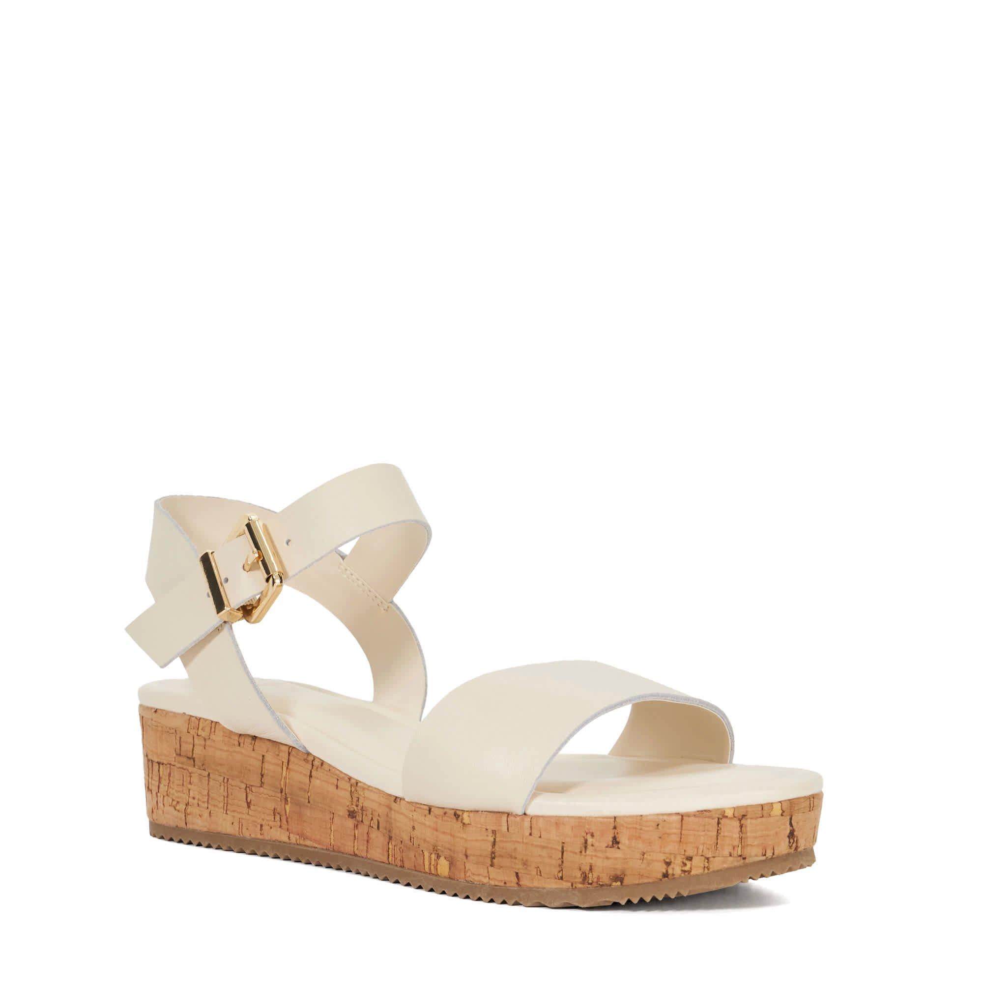Ecru - Dune London - Women's Lazered Leather Flatform Sandals - 2