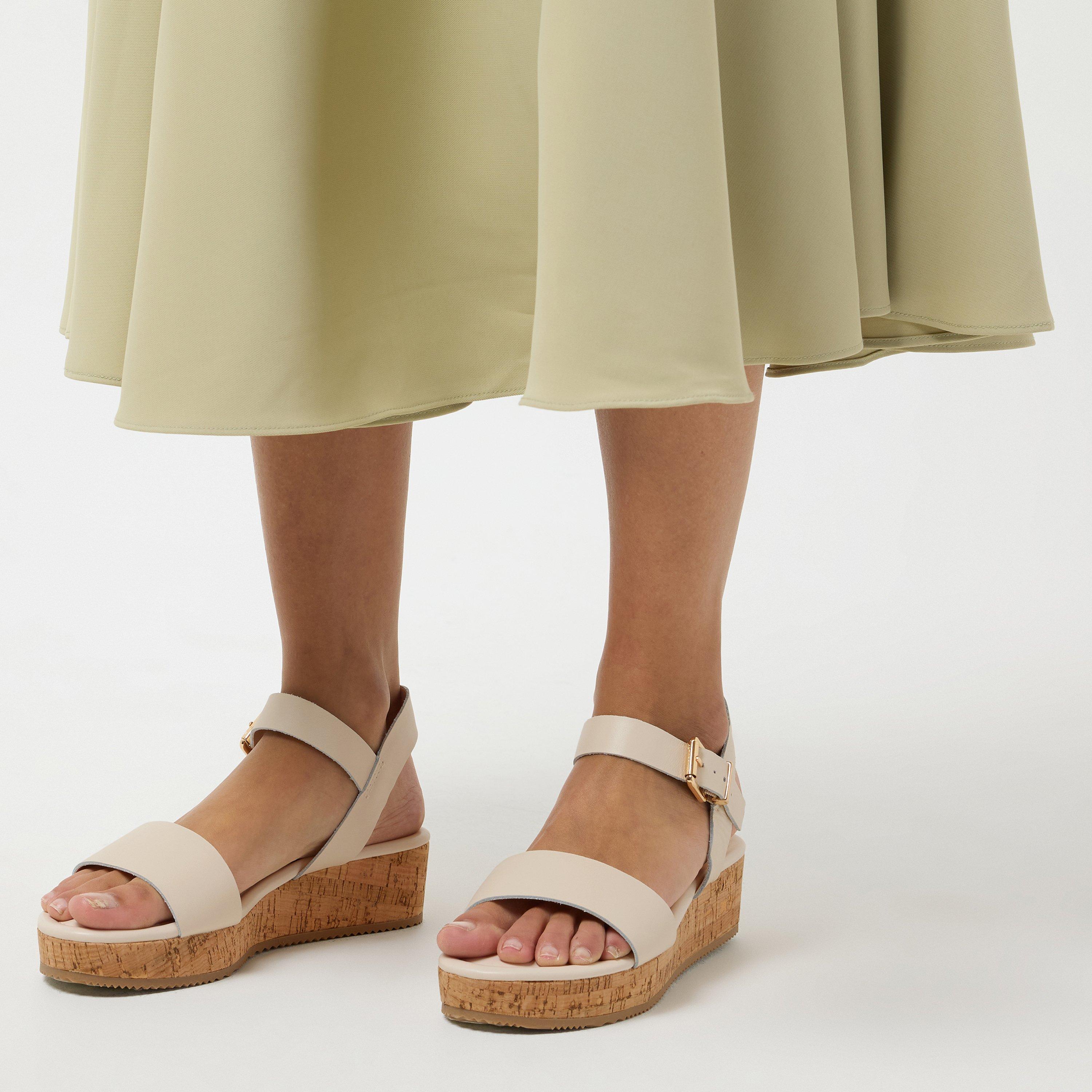 Ecru - Dune London - Women's Lazered Leather Flatform Sandals - 3