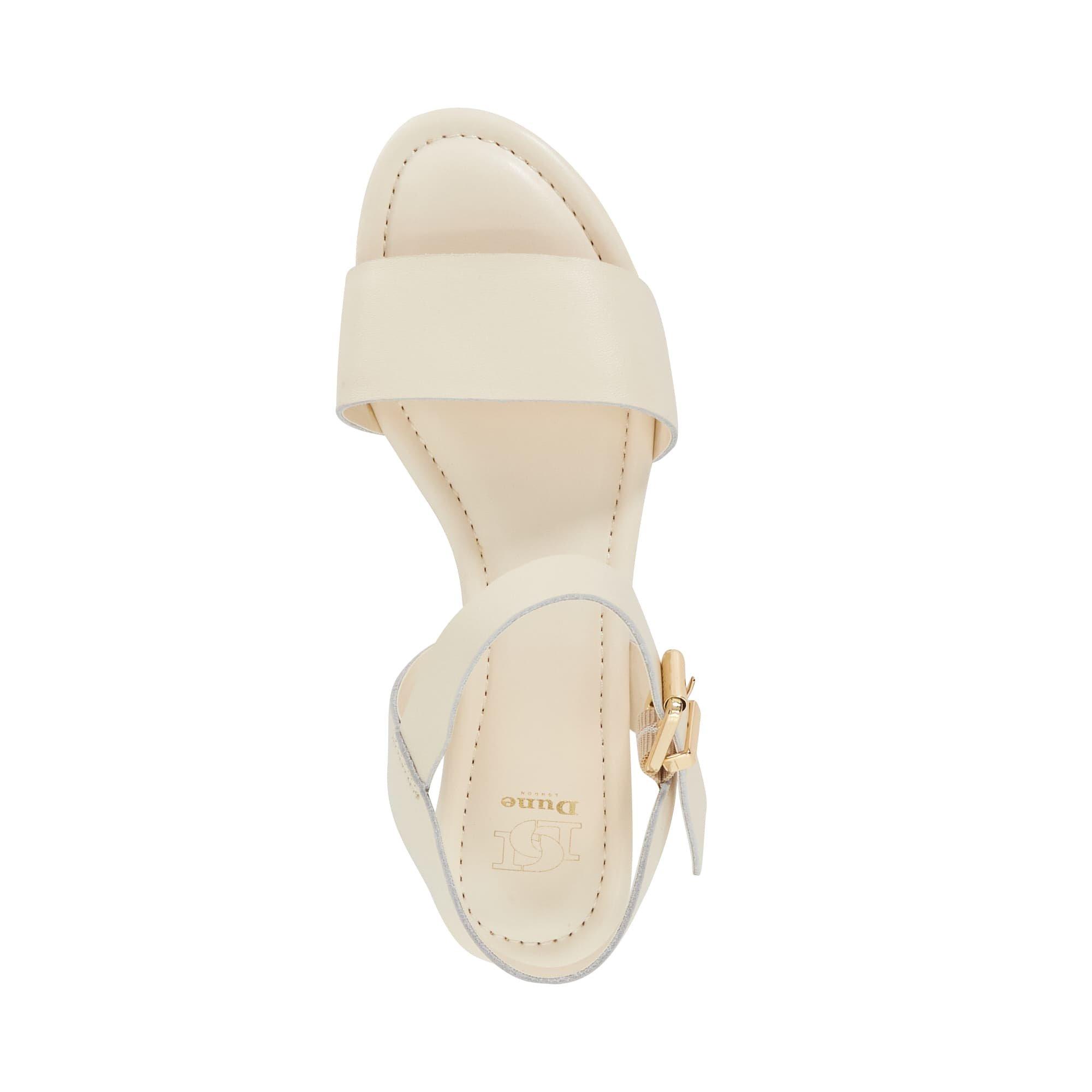 Ecru - Dune London - Women's Lazered Leather Flatform Sandals - 4