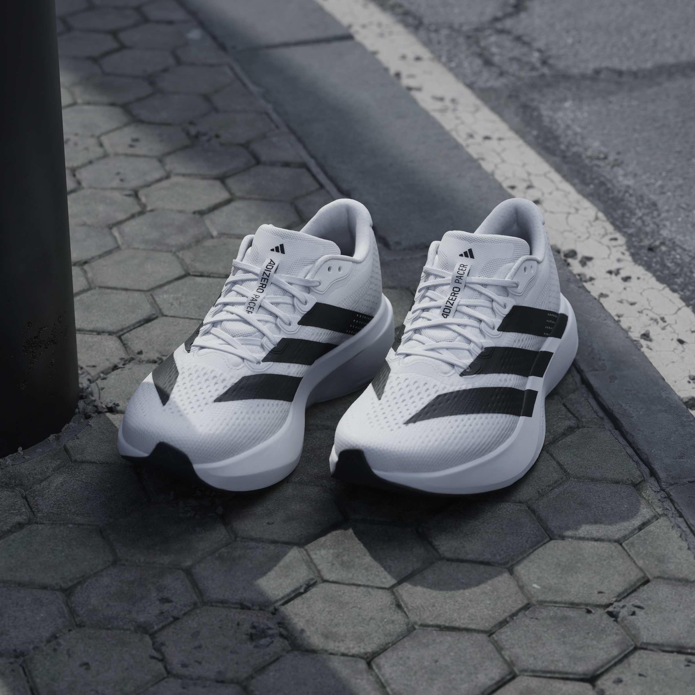 White/Black - adidas - Adizero Pacer Mens Running Shoes - 12