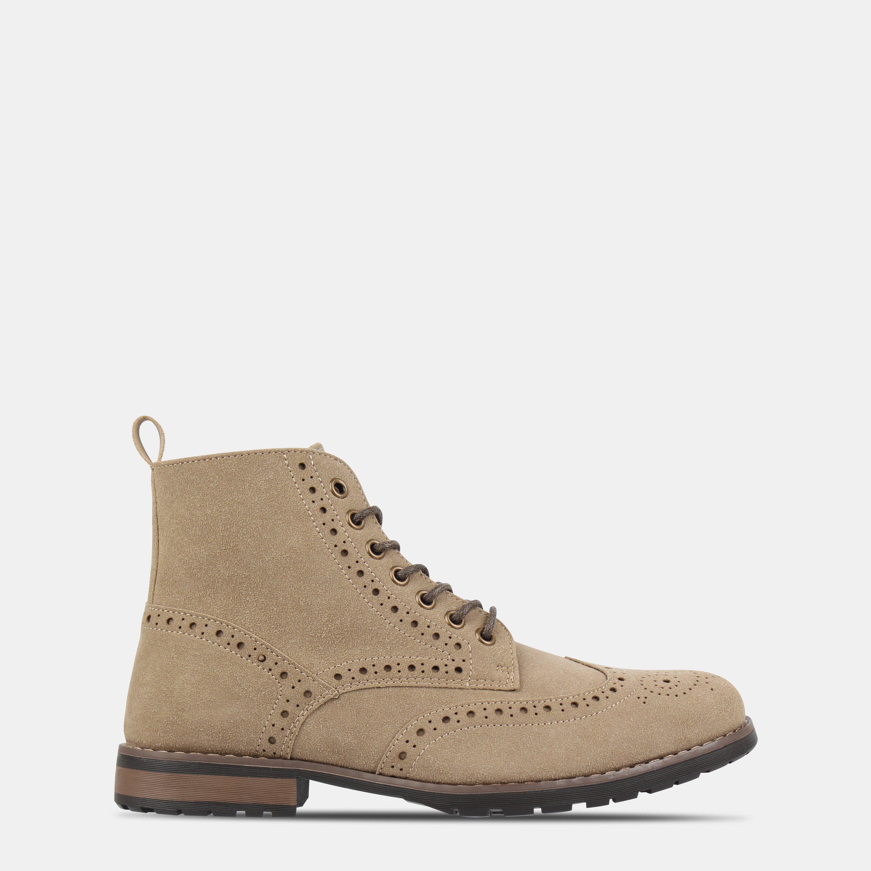 Camel - Deakins - Men's Ankle Lace Up Medium Heel Brogue Boots - 1