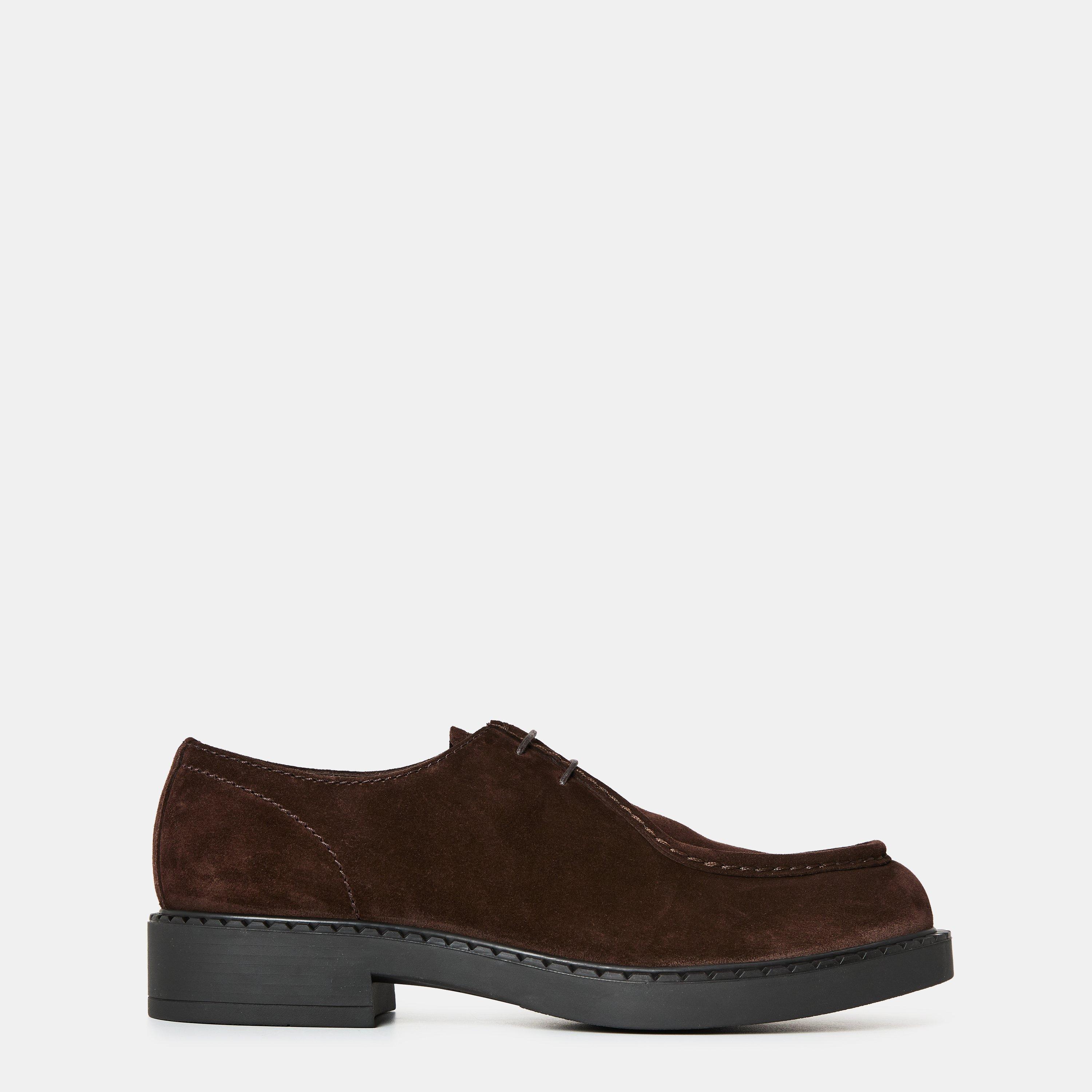 Prada Men's Chocolate Metal Hardware Contoured Footbed Loafers - Dark Brown - Size 10 (45)