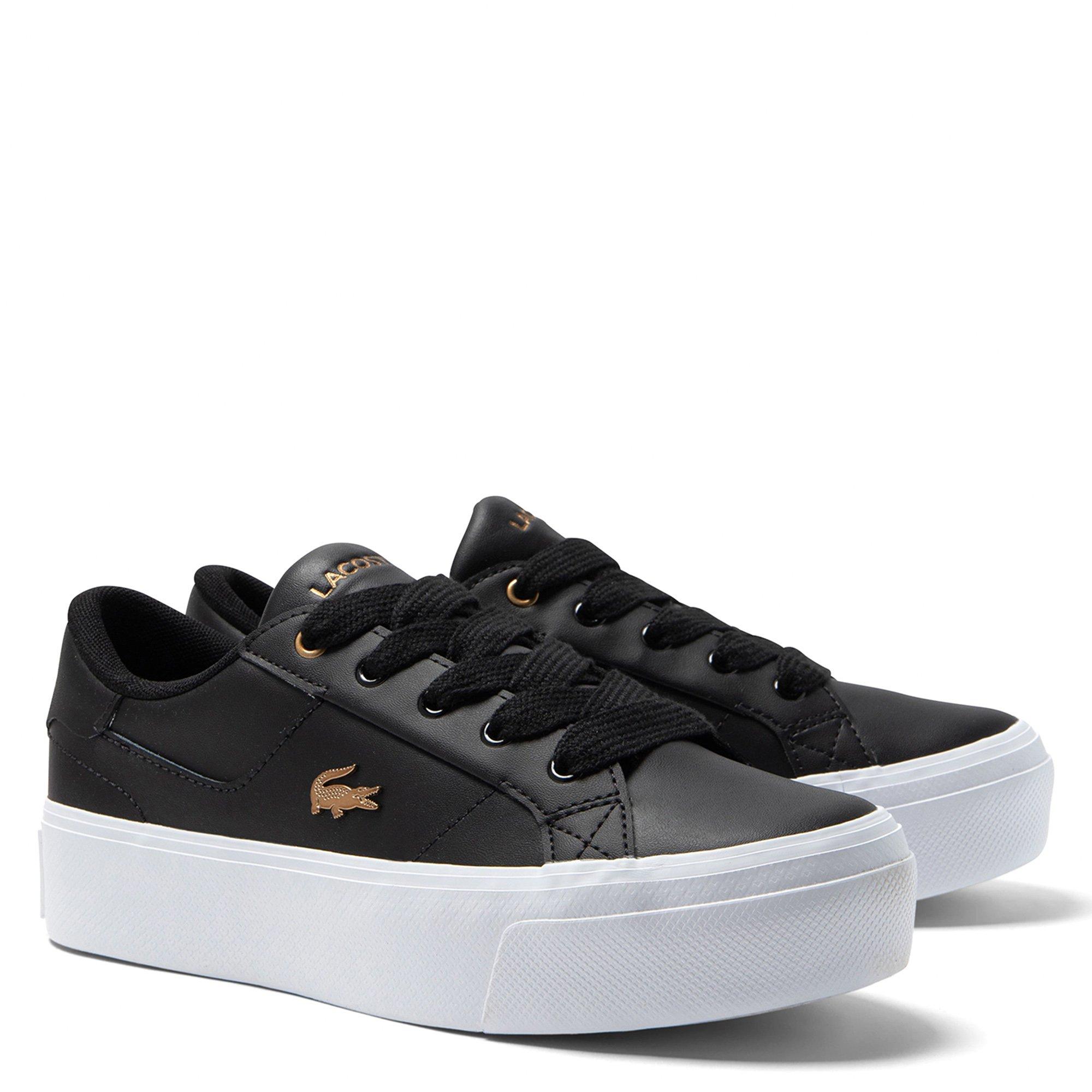 BLK/WHT - Lacoste - Ziane Platform Leather Womens Shoes - 2