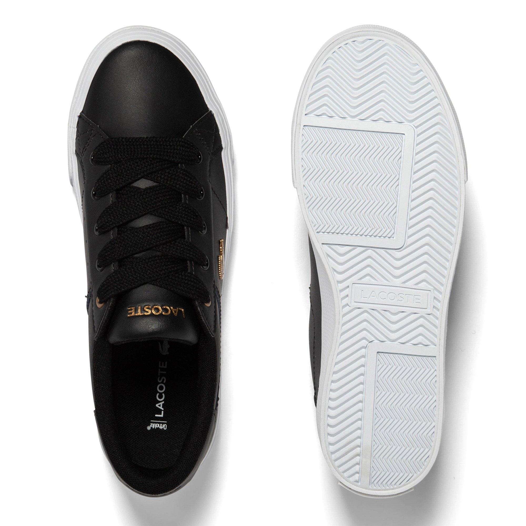 BLK/WHT - Lacoste - Ziane Platform Leather Womens Shoes - 5