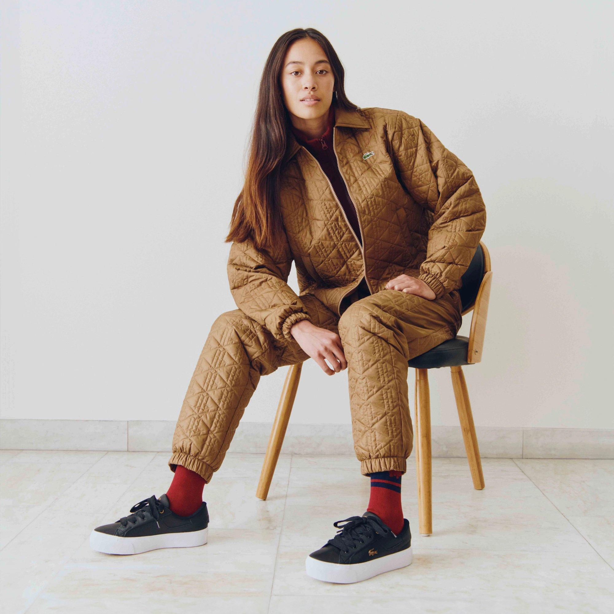 BLK/WHT - Lacoste - Ziane Platform Leather Womens Shoes - 8