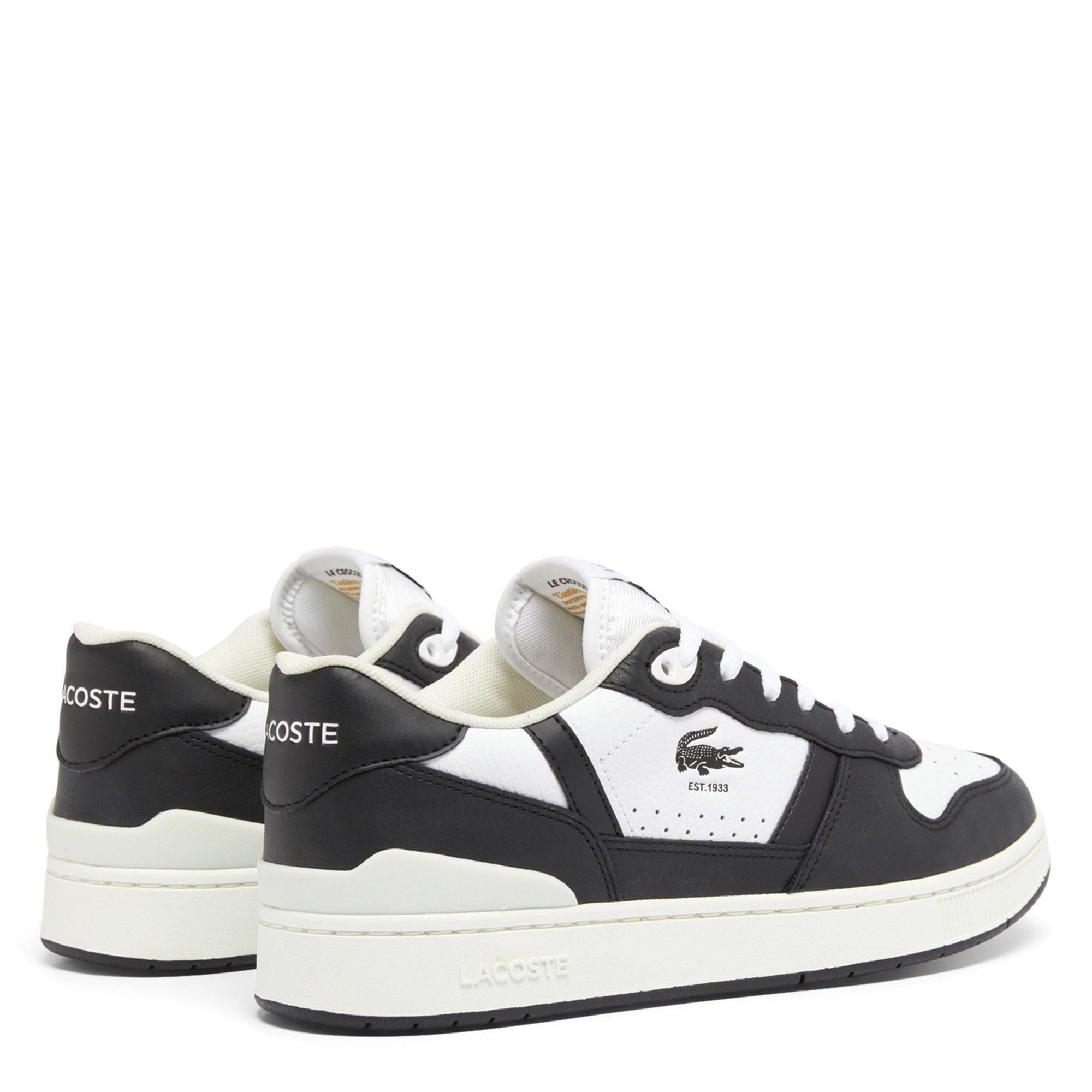 WHT/BLK - Lacoste - T-Clip Set Leather Mens Shoes - 3