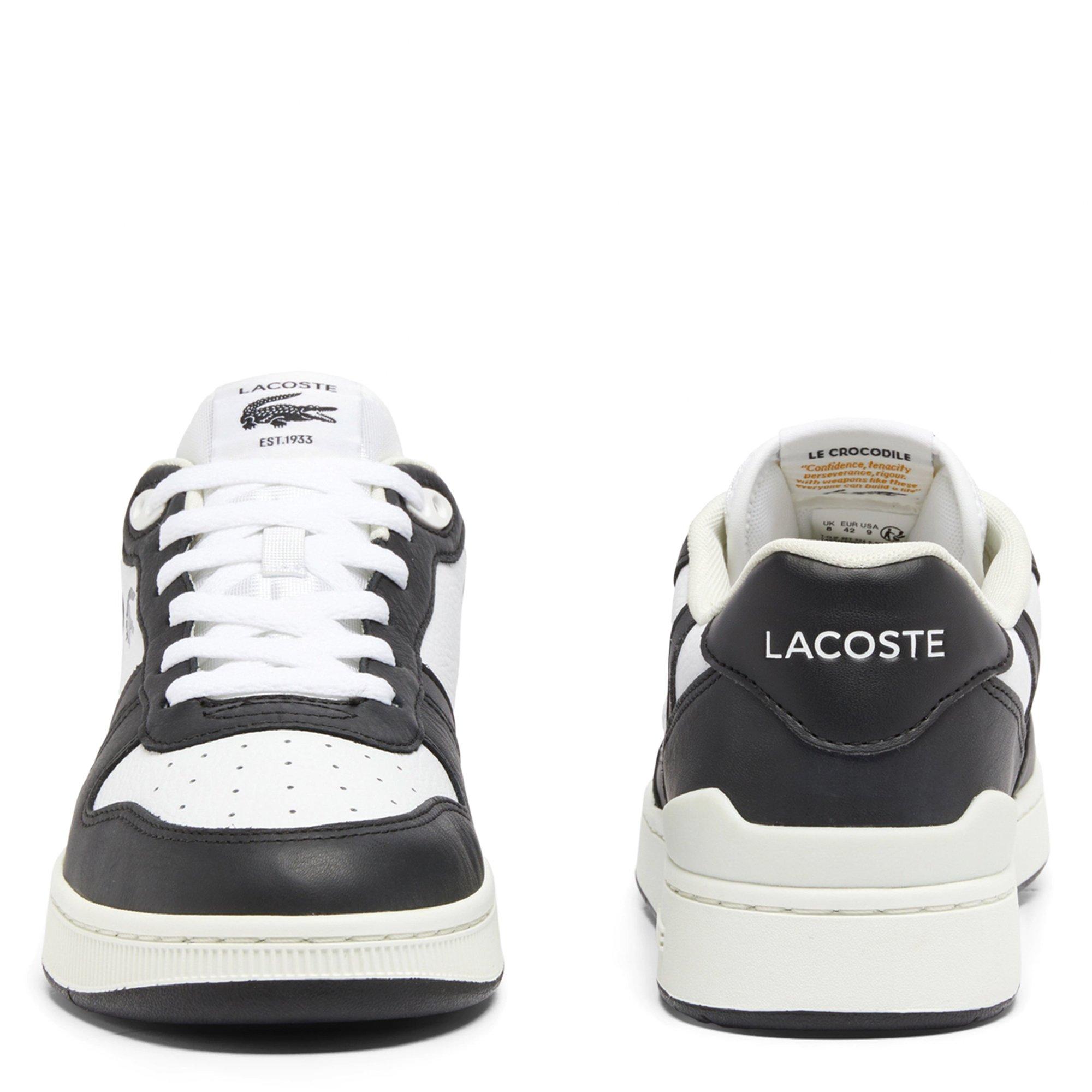 WHT/BLK - Lacoste - T-Clip Set Leather Mens Shoes - 4