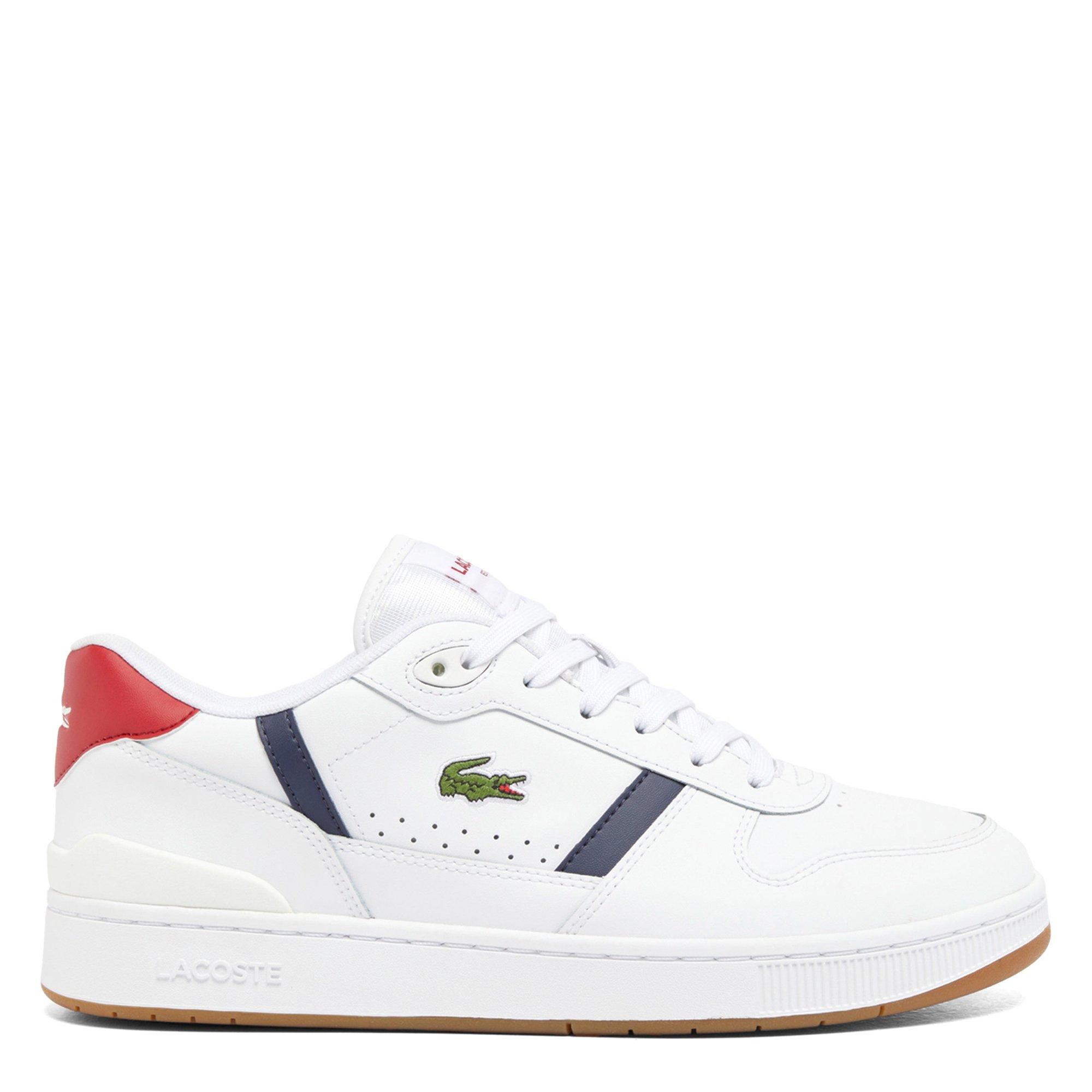 WHT/NVY/RED - Lacoste - T-Clip Set Leather Mens Shoes - 1