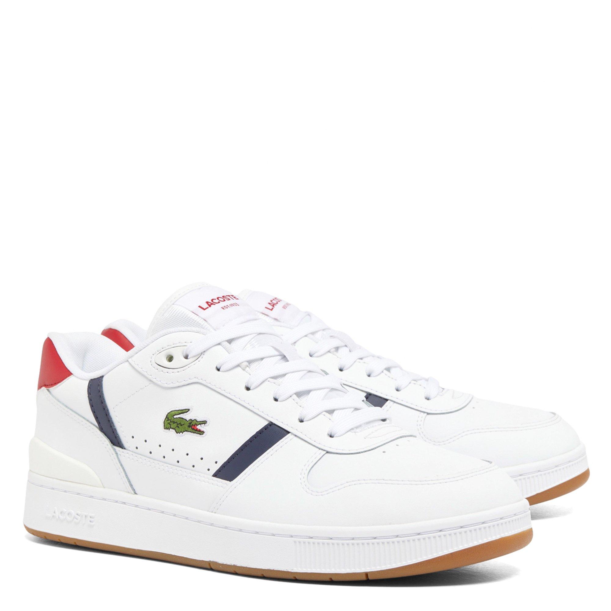 WHT/NVY/RED - Lacoste - T-Clip Set Leather Mens Shoes - 2