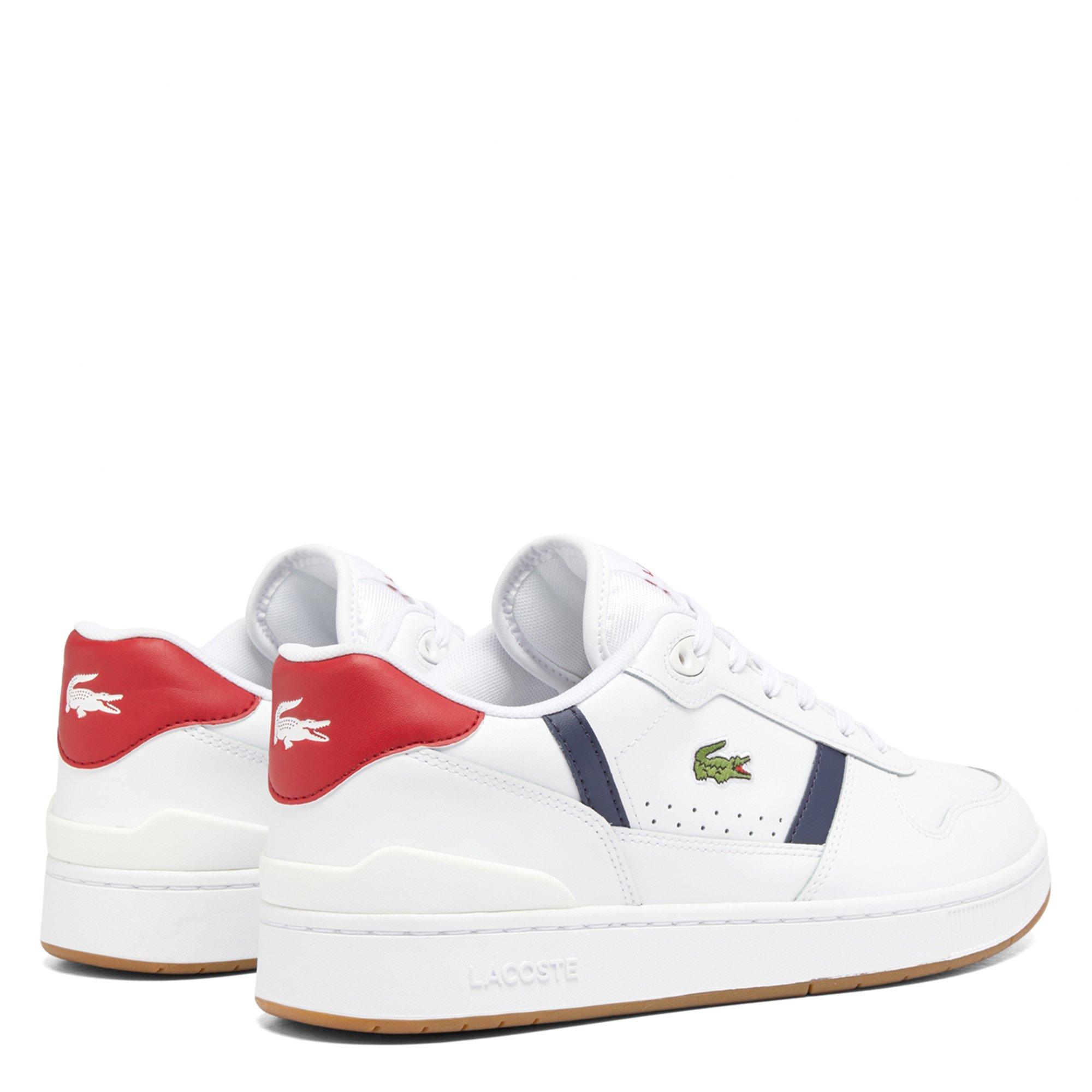 WHT/NVY/RED - Lacoste - T-Clip Set Leather Mens Shoes - 3