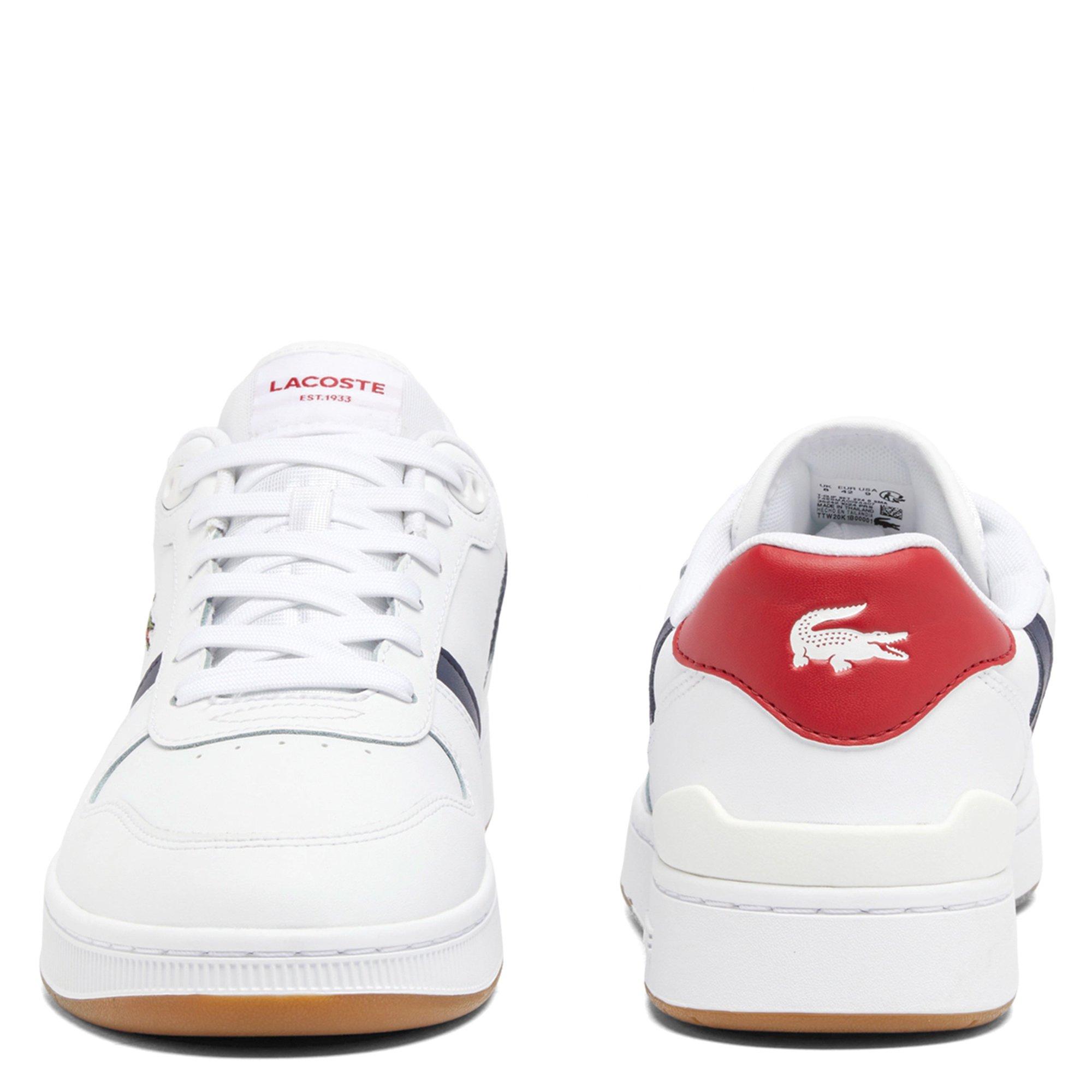 WHT/NVY/RED - Lacoste - T-Clip Set Leather Mens Shoes - 4