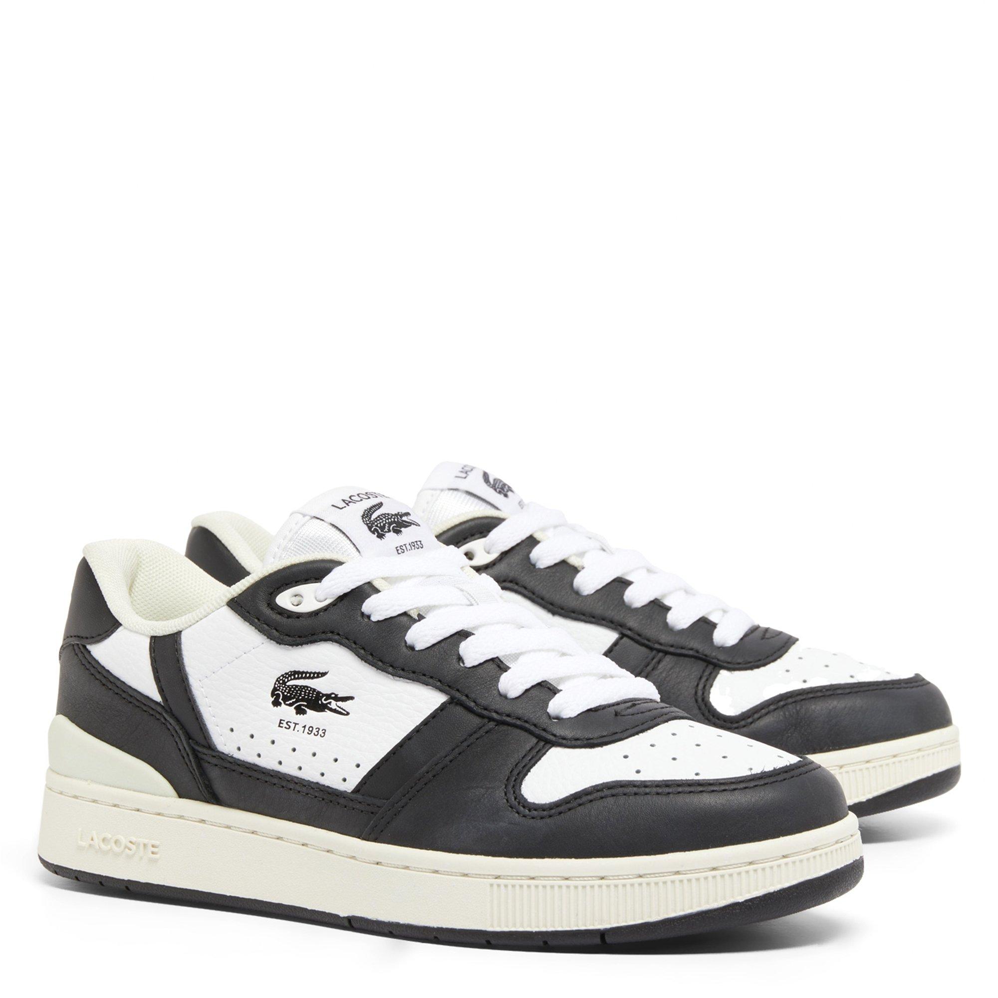 WHT/BLK - Lacoste - T-Clip Set Leather Womens Shoes - 2