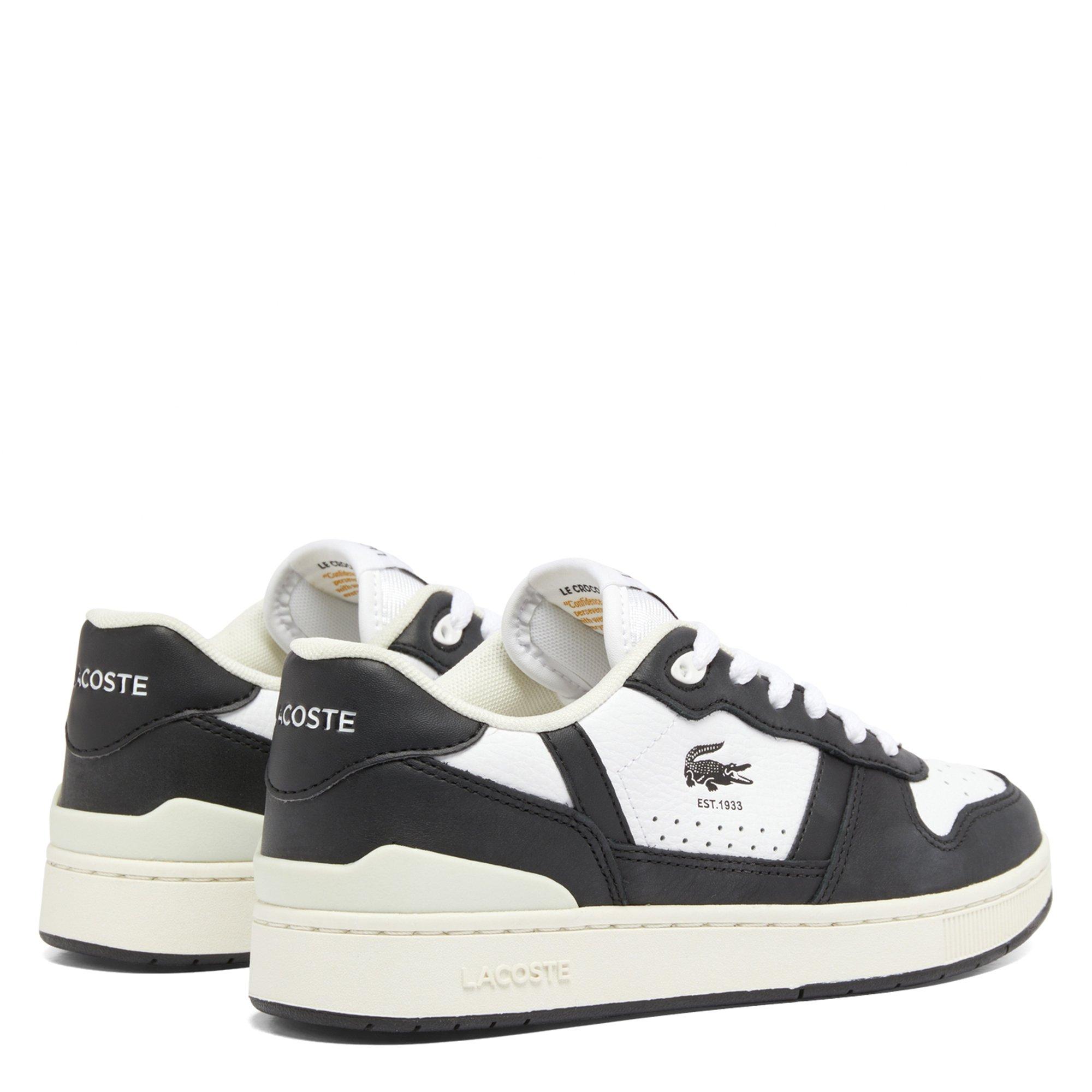 WHT/BLK - Lacoste - T-Clip Set Leather Womens Shoes - 3