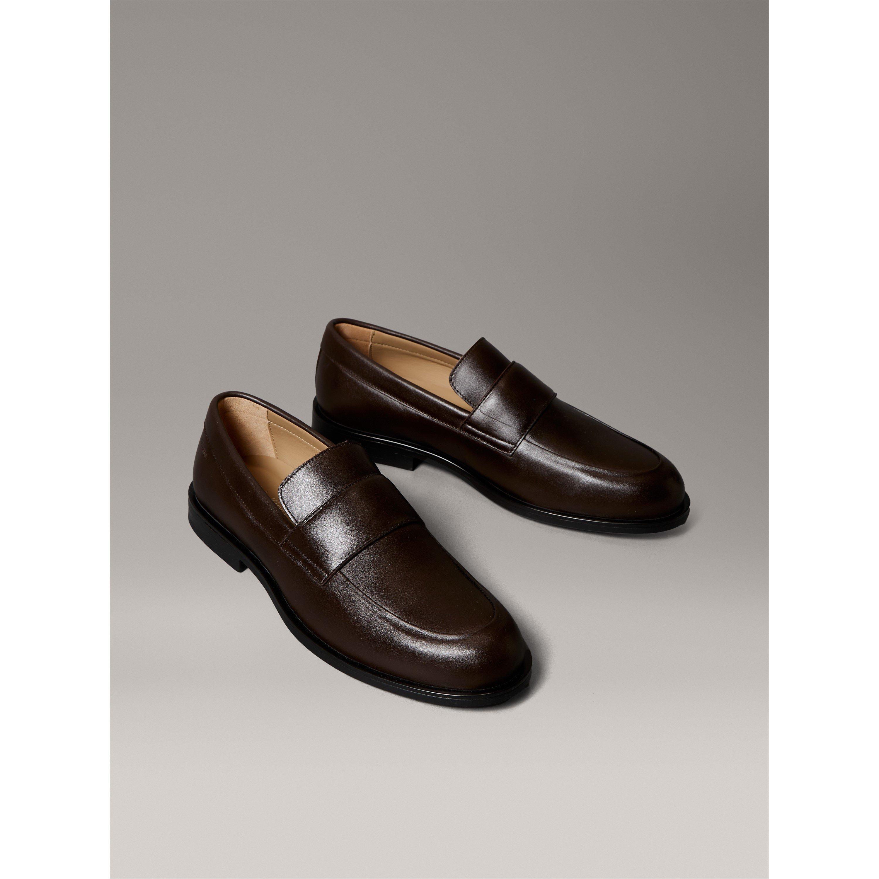 Cocoa Brown - Calvin Klein - Men's Leather Slip-On Cushioned Loafers - 2