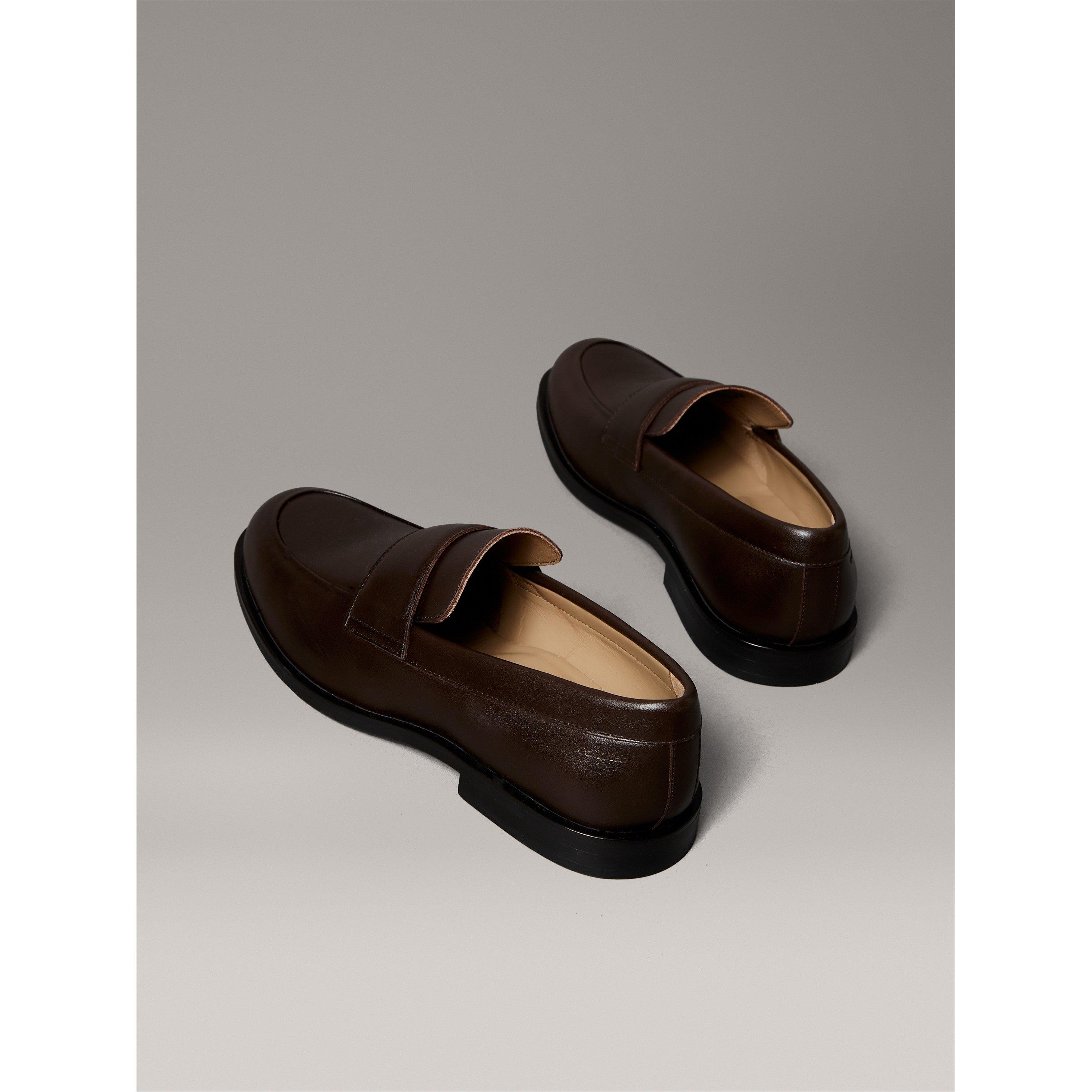 Cocoa Brown - Calvin Klein - Men's Leather Slip-On Cushioned Loafers - 3