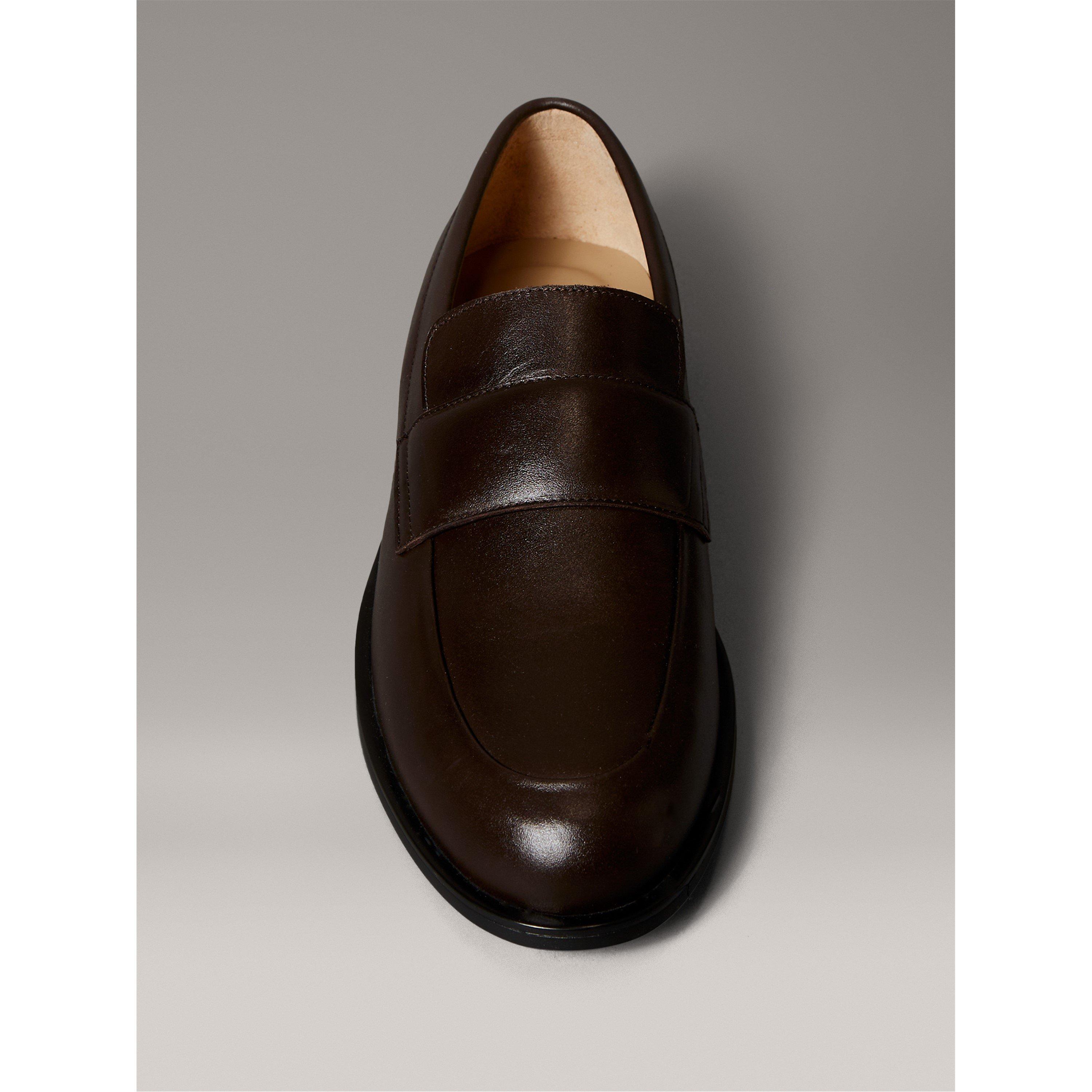 Cocoa Brown - Calvin Klein - Men's Leather Slip-On Cushioned Loafers - 4