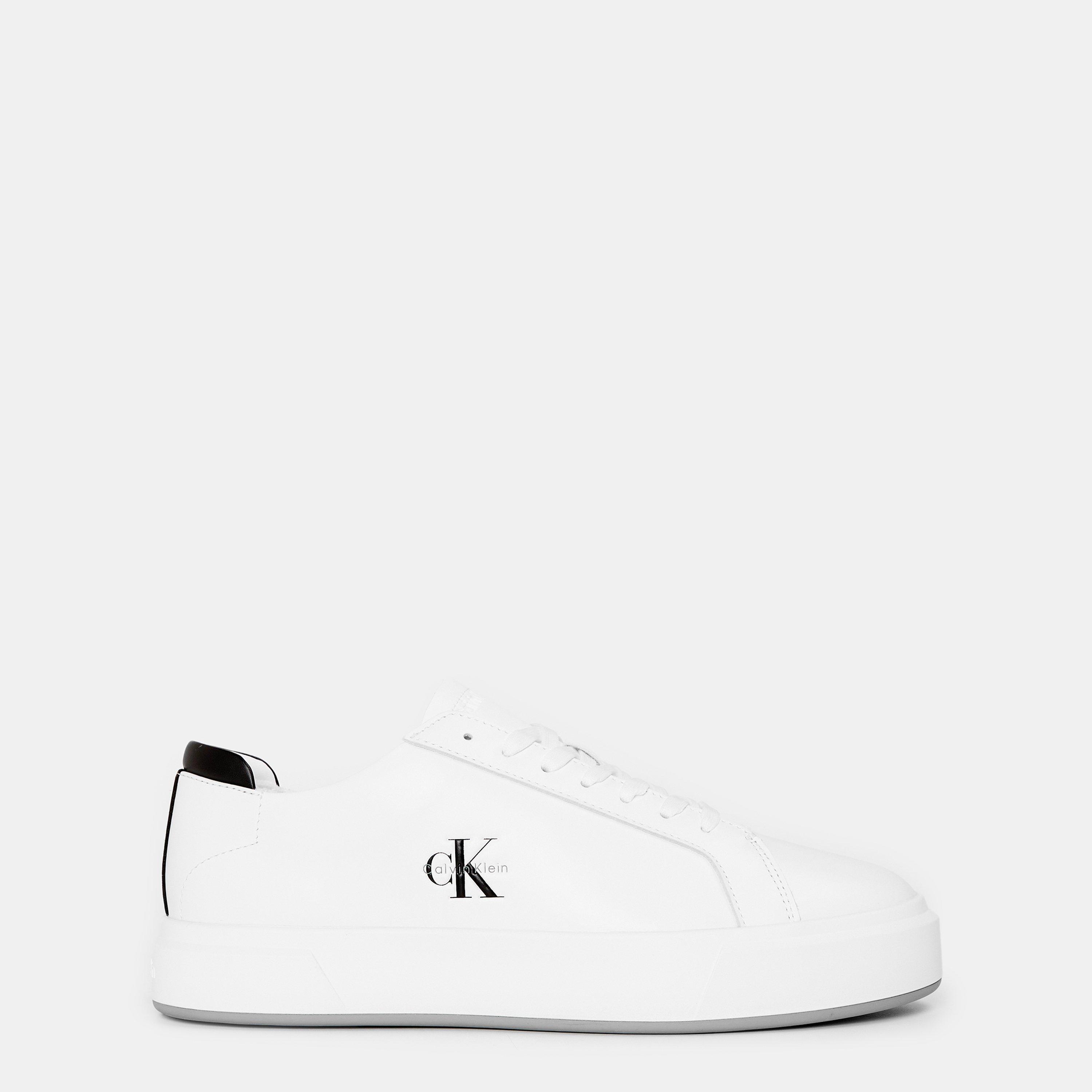 Calvin Klein Men's Basket Cupsole Court Trainers - White/Black - 8 (42)