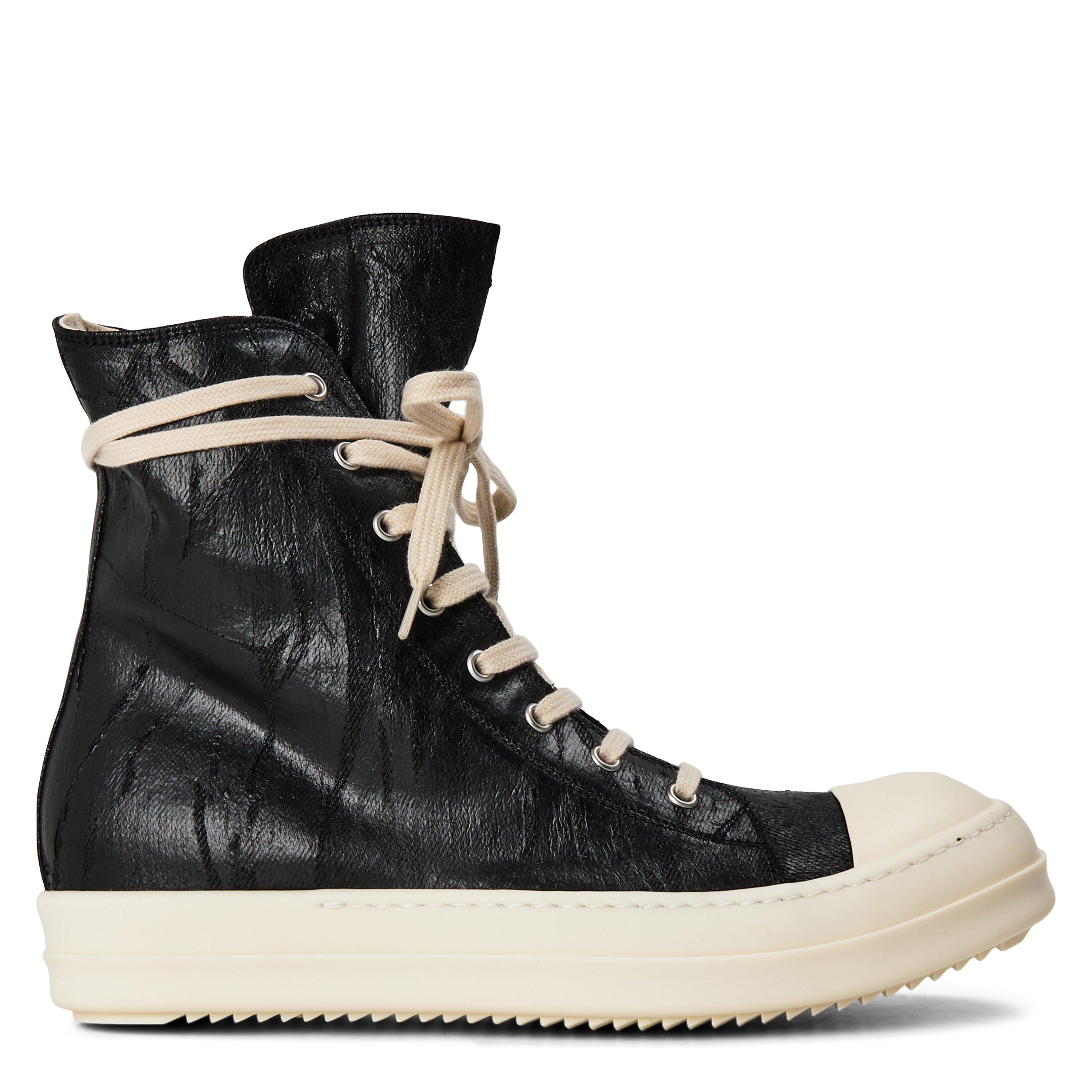 Black/Milk - Rick Owens Drkshdw - Megacrust Japanese Denim High Sneaks - 1