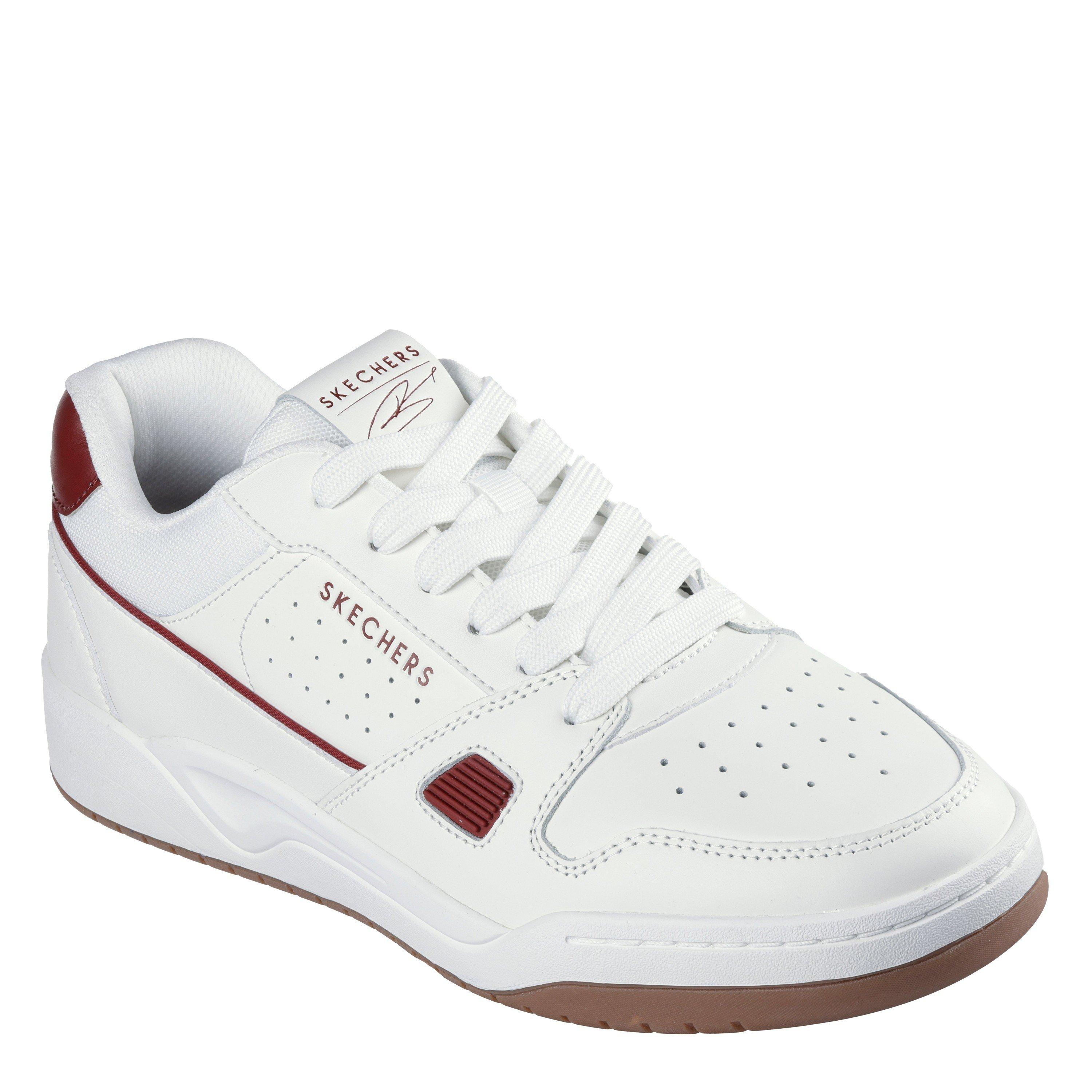 White/Burgundy - Skechers - Men's Harry Kane Collab Leather Low-Top Trainers - 3