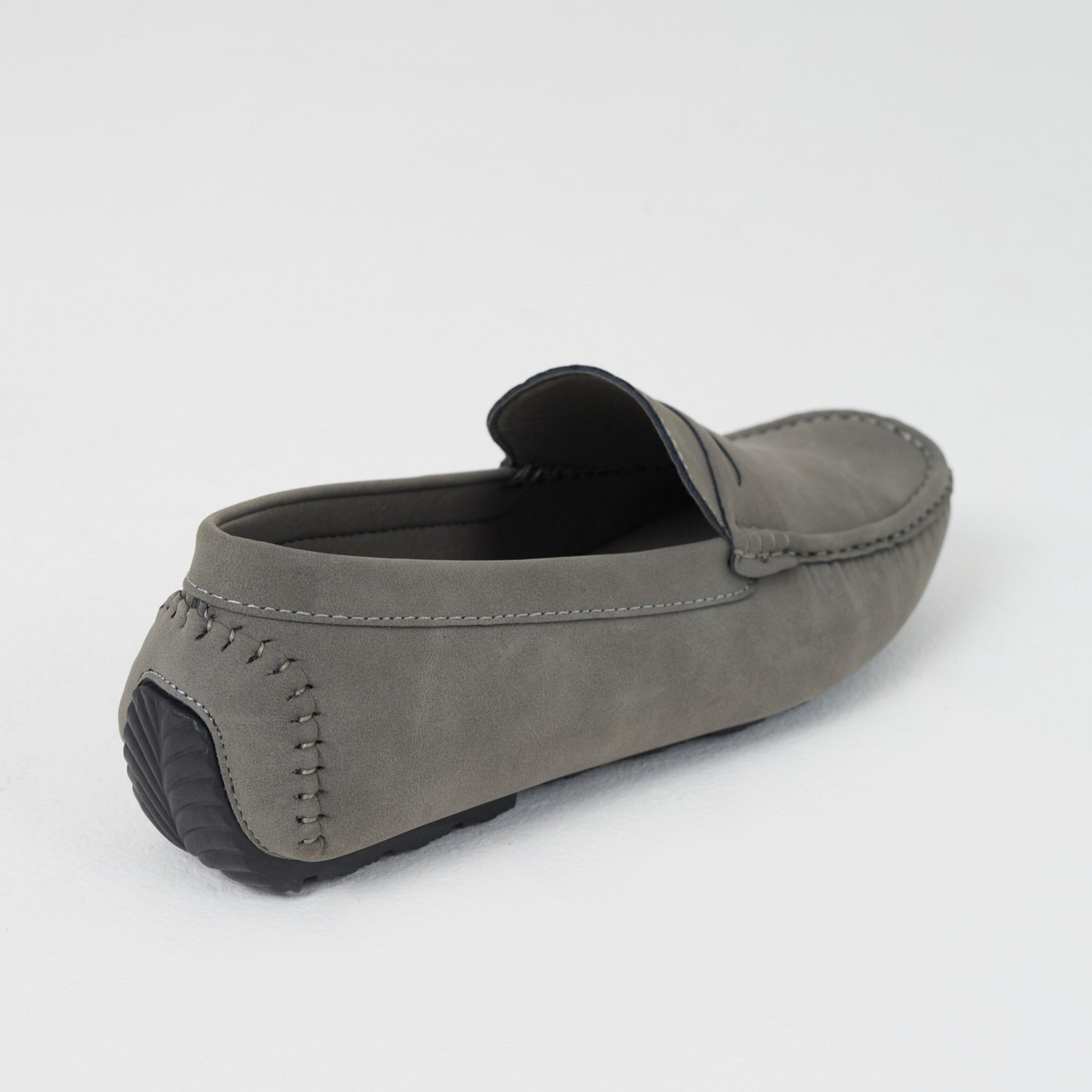 Grey - Brave Soul - Brave Soul Mens Faux Suede Plain Loafer - 2