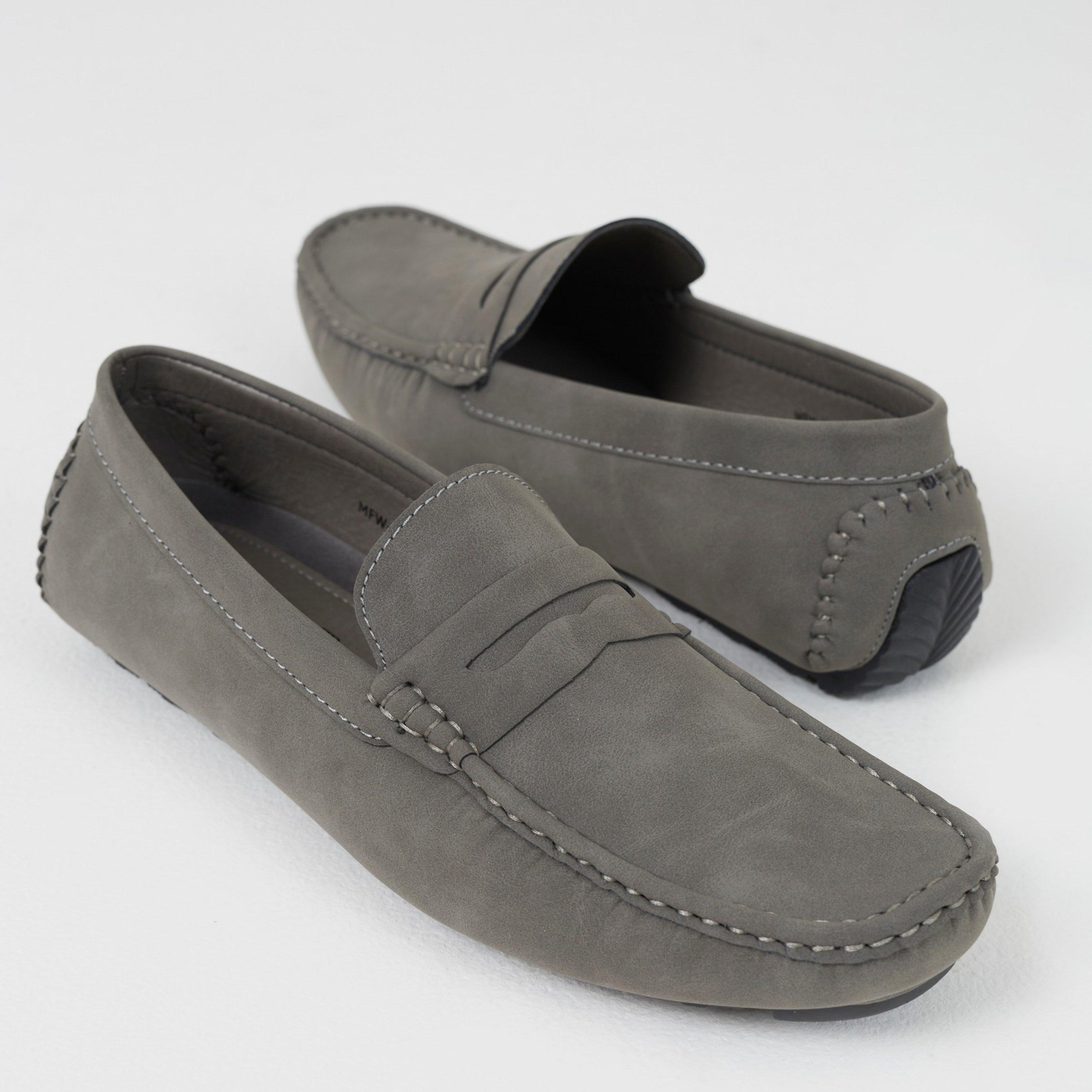 Grey - Brave Soul - Brave Soul Mens Faux Suede Plain Loafer - 3