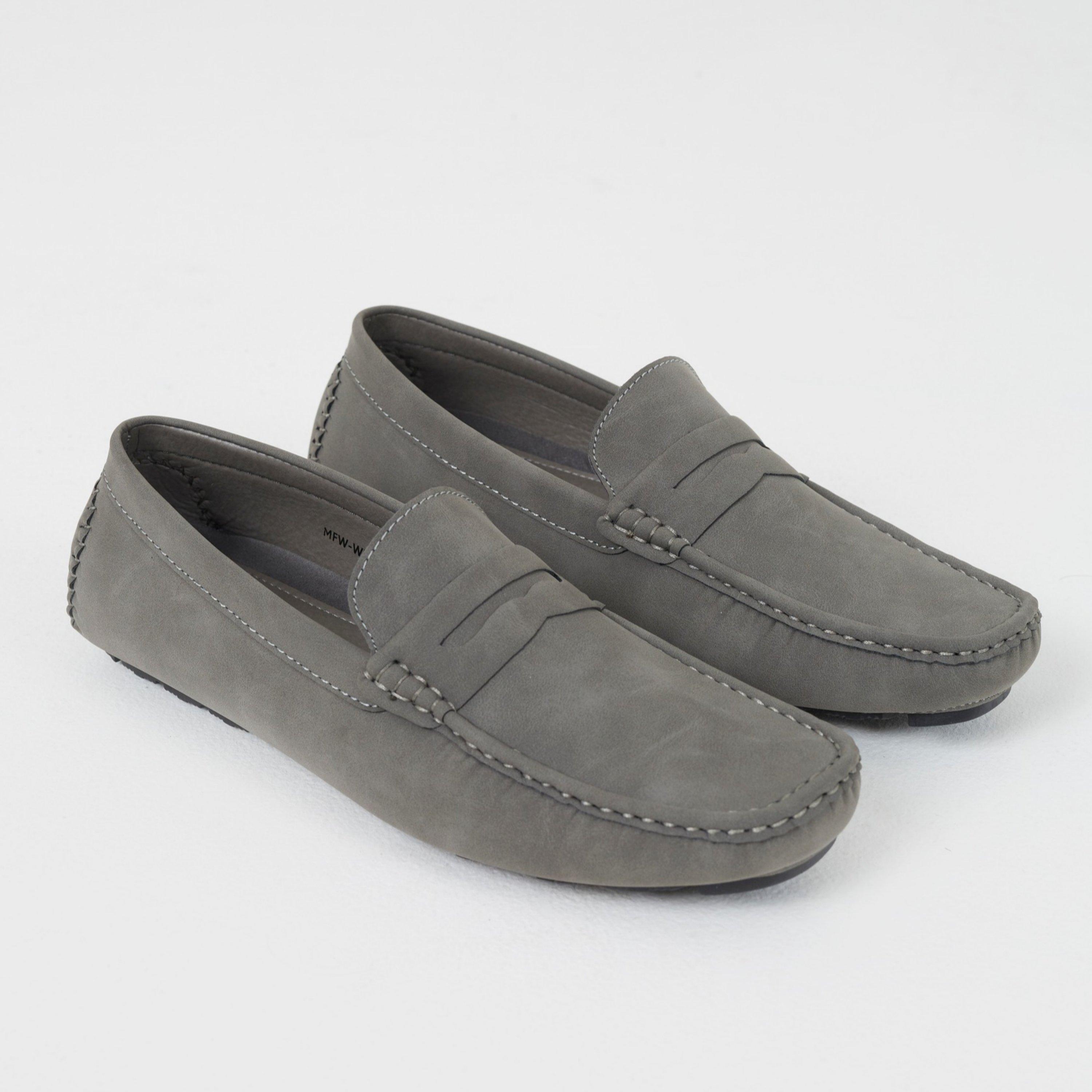 Grey - Brave Soul - Brave Soul Mens Faux Suede Plain Loafer - 4