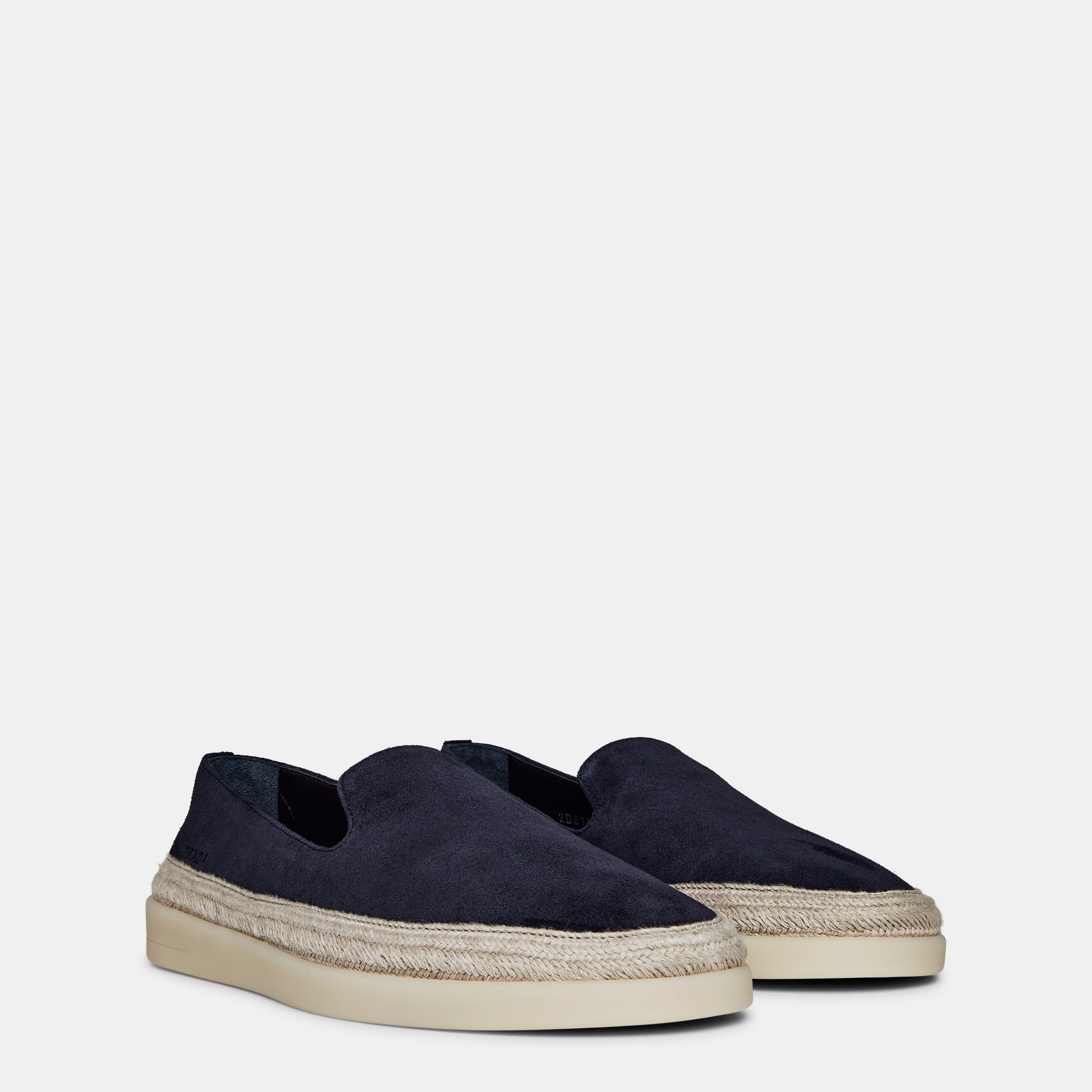 Navy - Prada - Suede Loafers - 4
