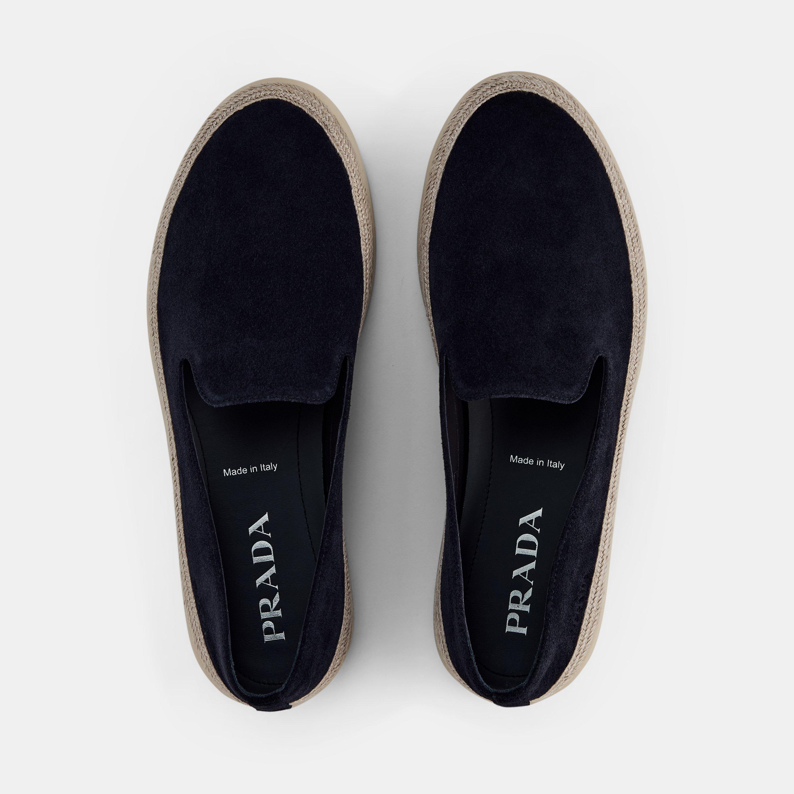 Navy - Prada - Suede Loafers - 6