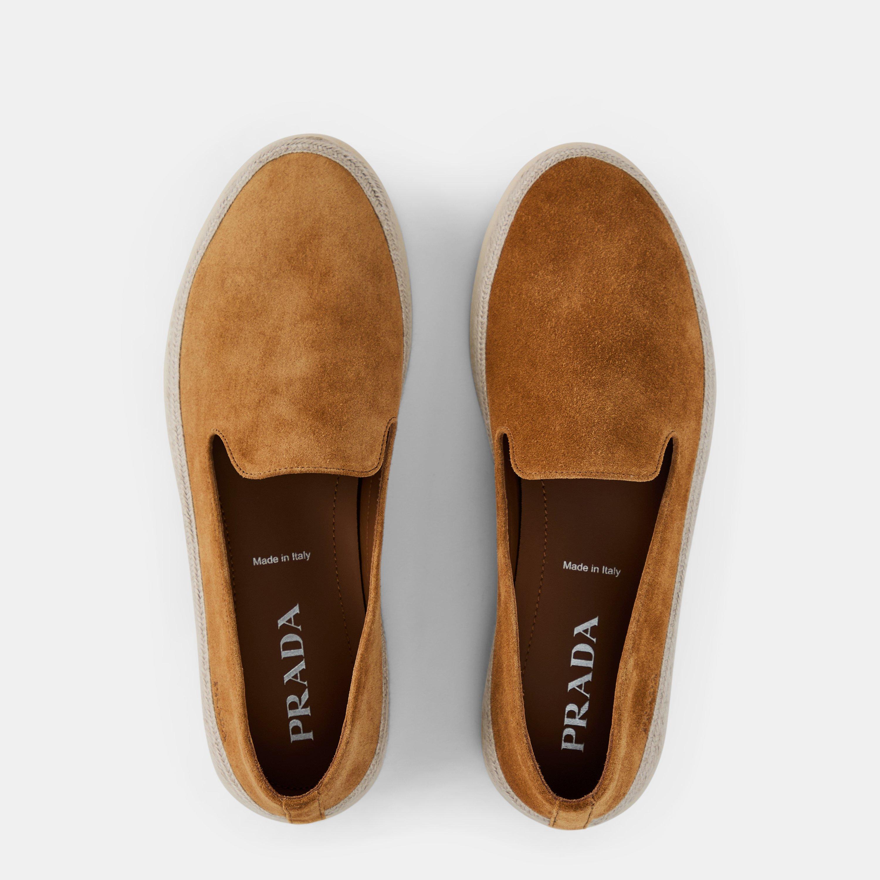 Brown - Prada - Men's Suede Loafers - 6